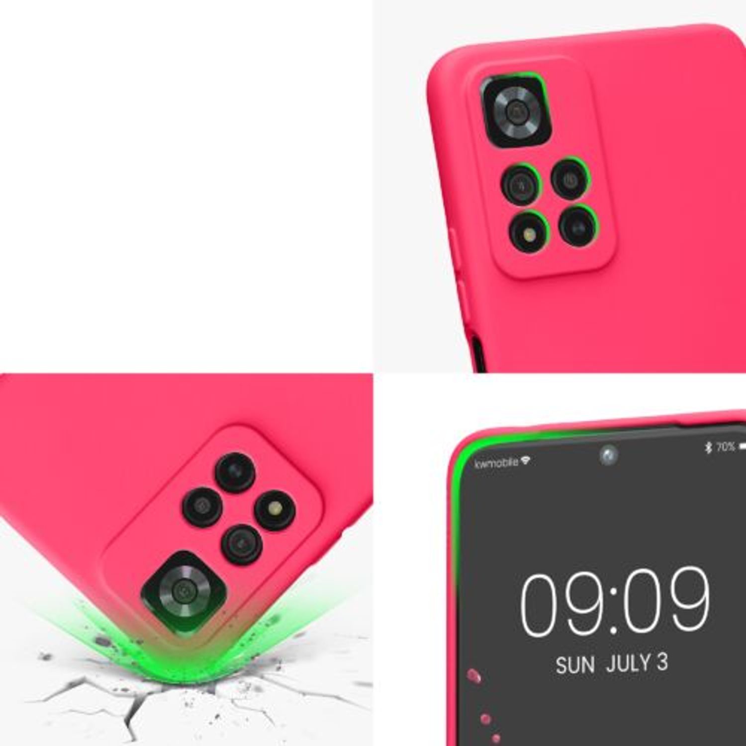 Husa Kwmobile pentru Xiaomi Redmi Note 11 Pro Plus 5G, Silicon, Roz, 58097.77 fotografia produsului View 7 L