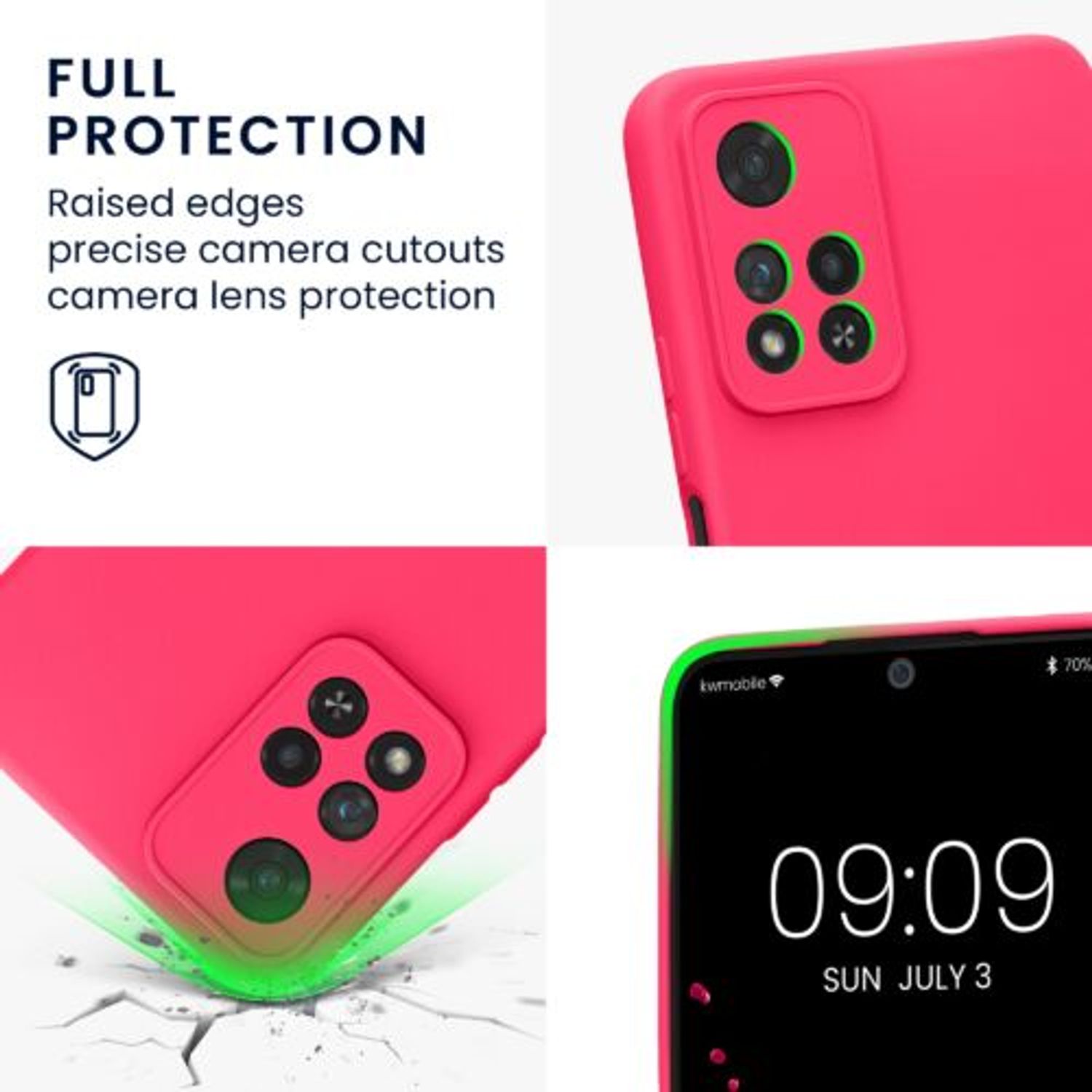 Husa Kwmobile pentru Xiaomi Redmi Note 11 Pro Plus 5G, Silicon, Roz, 58097.77 fotografia produsului View 3 L