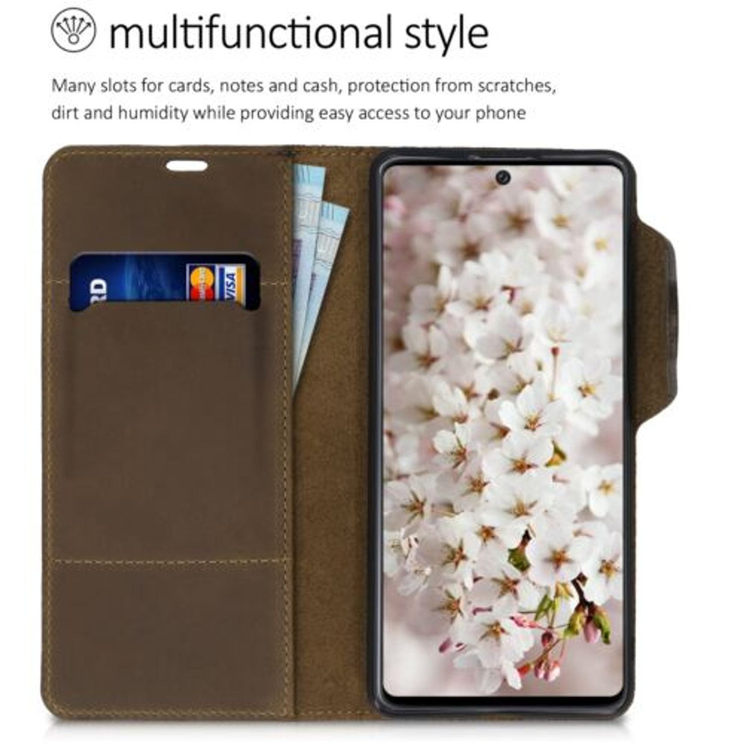 Husa pentru Samsung Galaxy A71, Piele naturala, Maro, 51779.01 fotografia produsului View 5 L