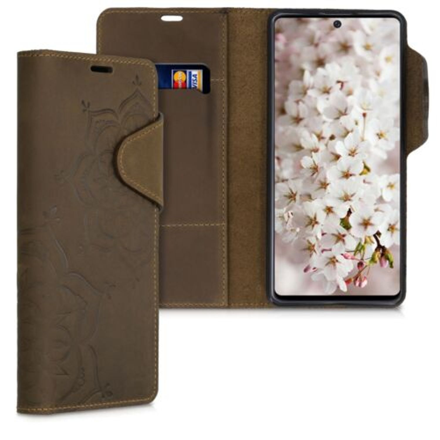 Husa pentru Samsung Galaxy A71, Piele naturala, Maro, 51779.01 fotografia produsului