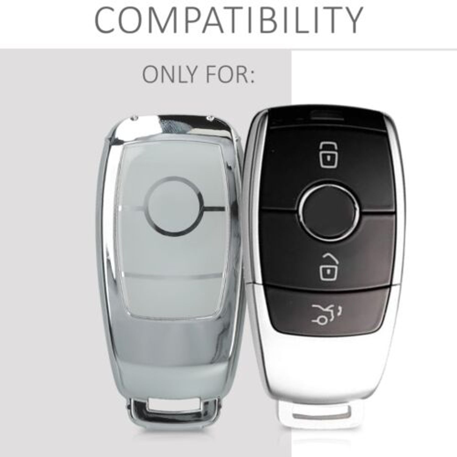 Husa Cheie Auto pentru Mercedes Benz, Smart Key, Silicon, Silver, 49069.94 fotografia produsului View 5 L