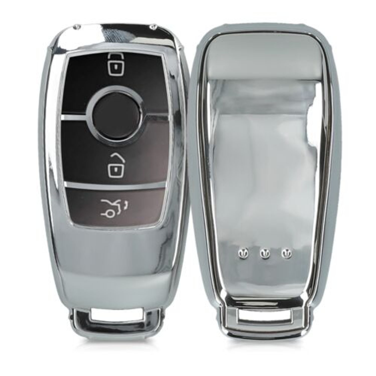 Husa Cheie Auto pentru Mercedes Benz, Smart Key, Silicon, Silver, 49069.94 fotografia produsului