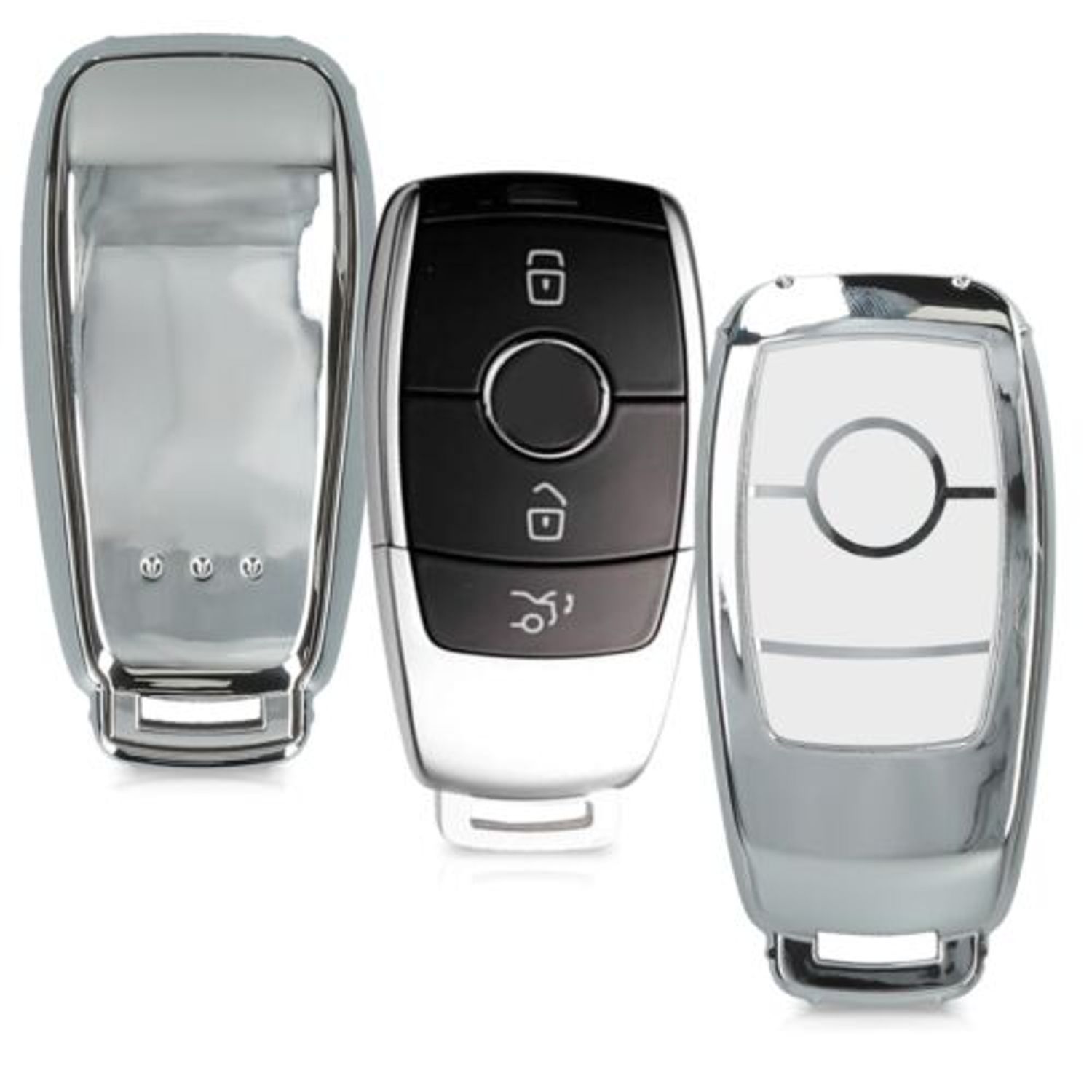Husa Cheie Auto pentru Mercedes Benz, Smart Key, Silicon, Silver, 49069.94 fotografia produsului View 4 L