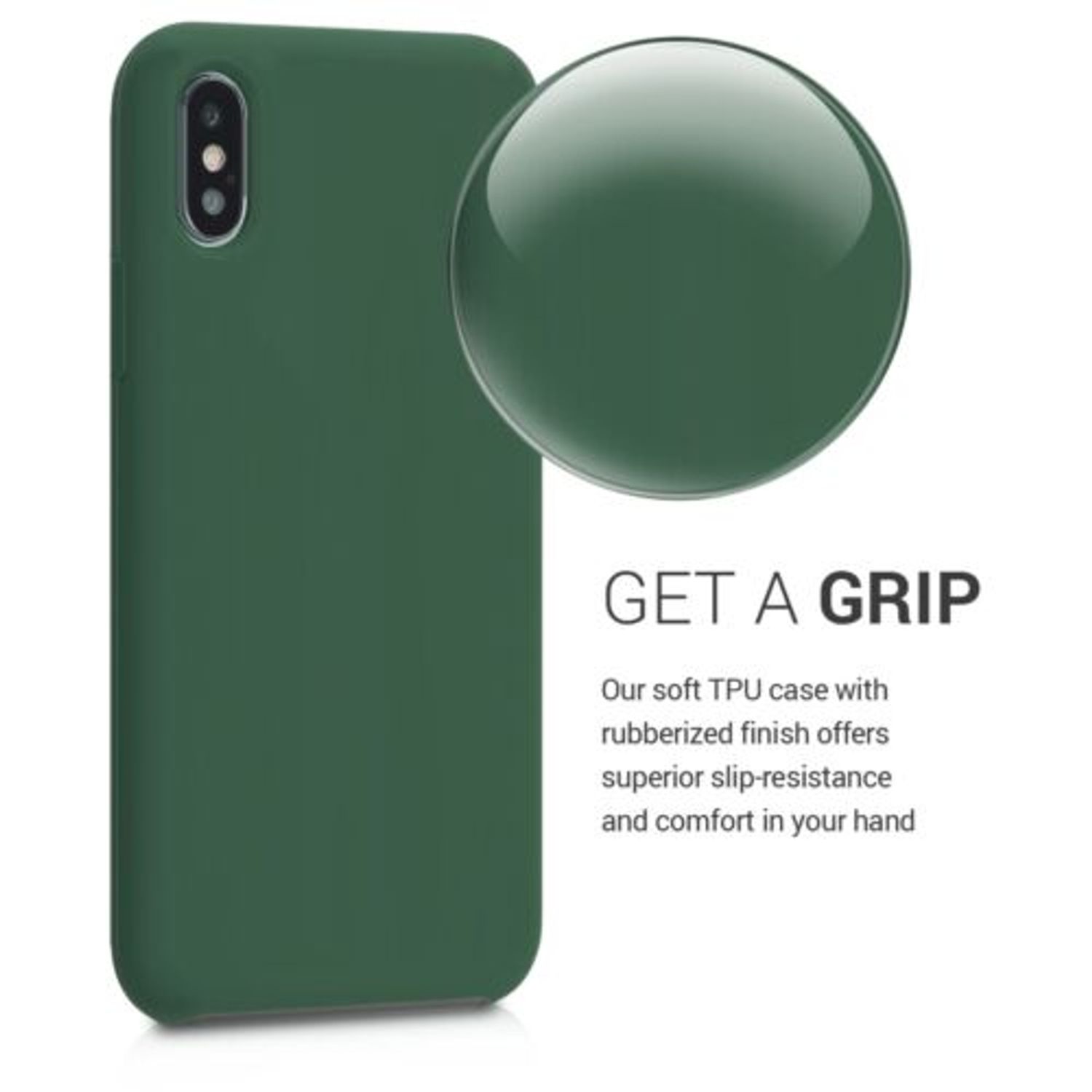 Husa pentru iPhone X/iPhone XS, Silicon, Verde, 46313.80 fotografia produsului View 4 L