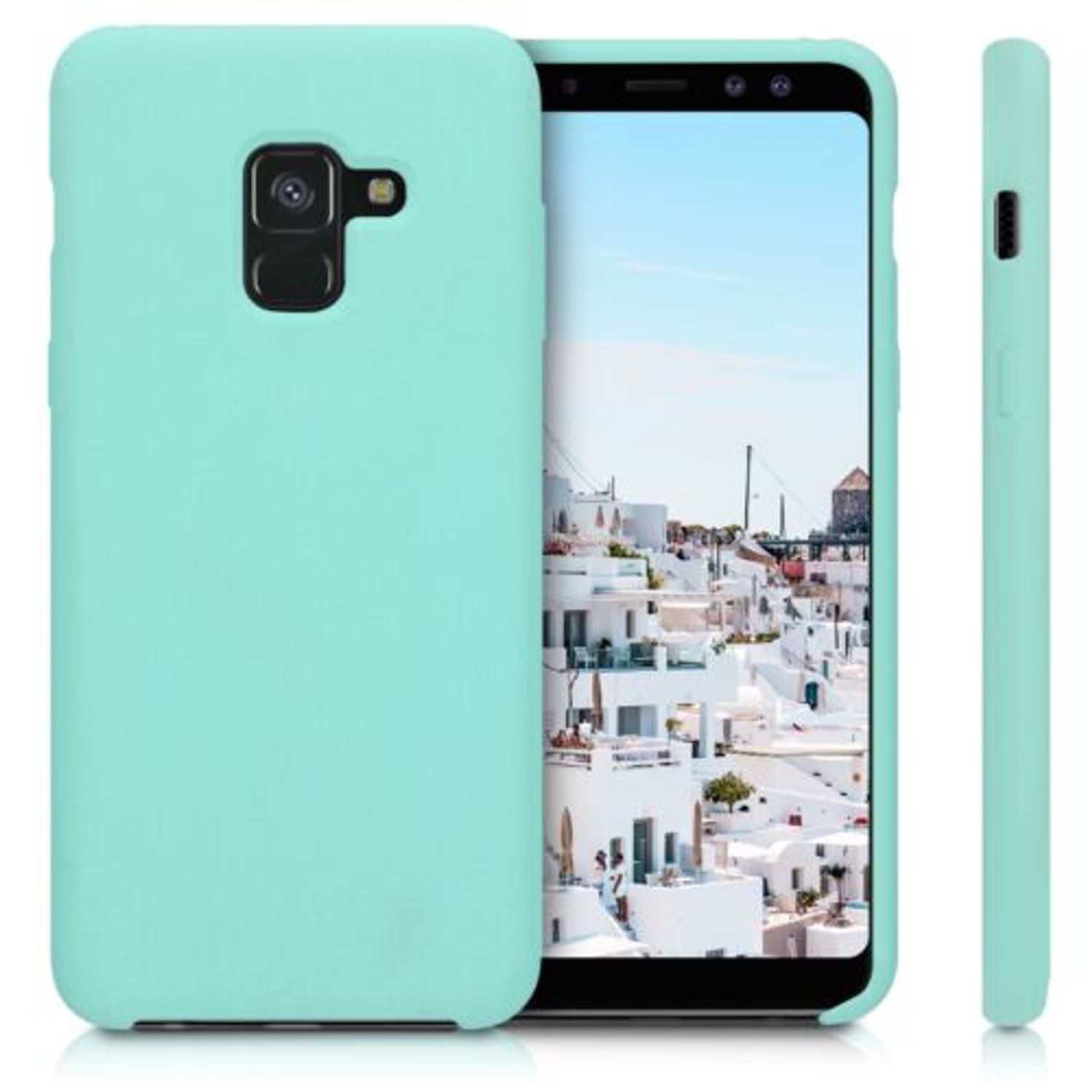 Husa pentru Samsung Galaxy A8 (2018), Silicon, Verde, 46378.50 fotografia produsului View 2 L
