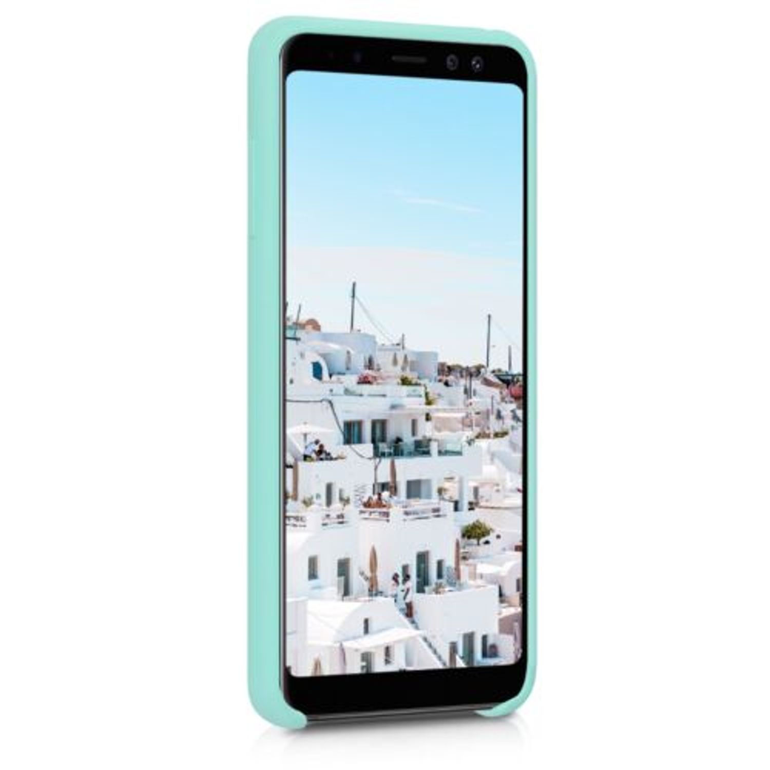 Husa pentru Samsung Galaxy A8 (2018), Silicon, Verde, 46378.50 fotografia produsului View 3 L