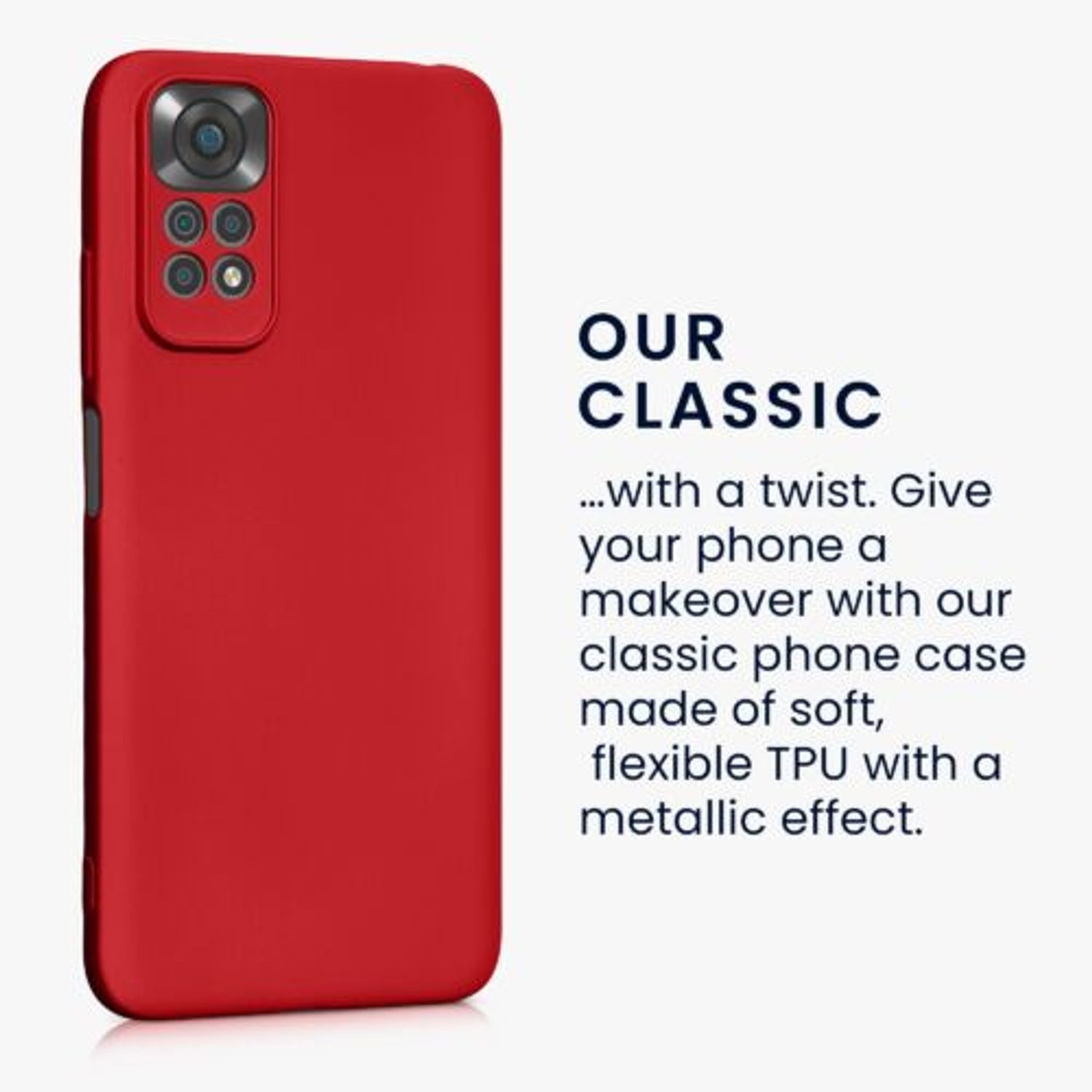 Husa Kwmobile pentru Xiaomi Redmi Note 11/Redmi Note 11s, Silicon, Rosu, 58651.36 fotografia produsului View 3 L