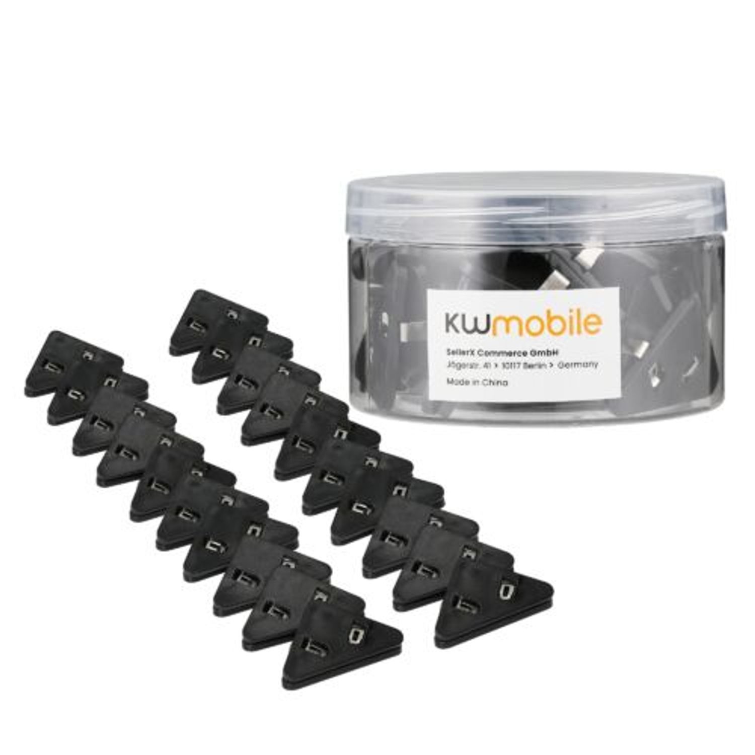 Set 20 Clipsuri pentru documente, Kwmobile, Negru, Plastic, 58942.01 fotografia produsului