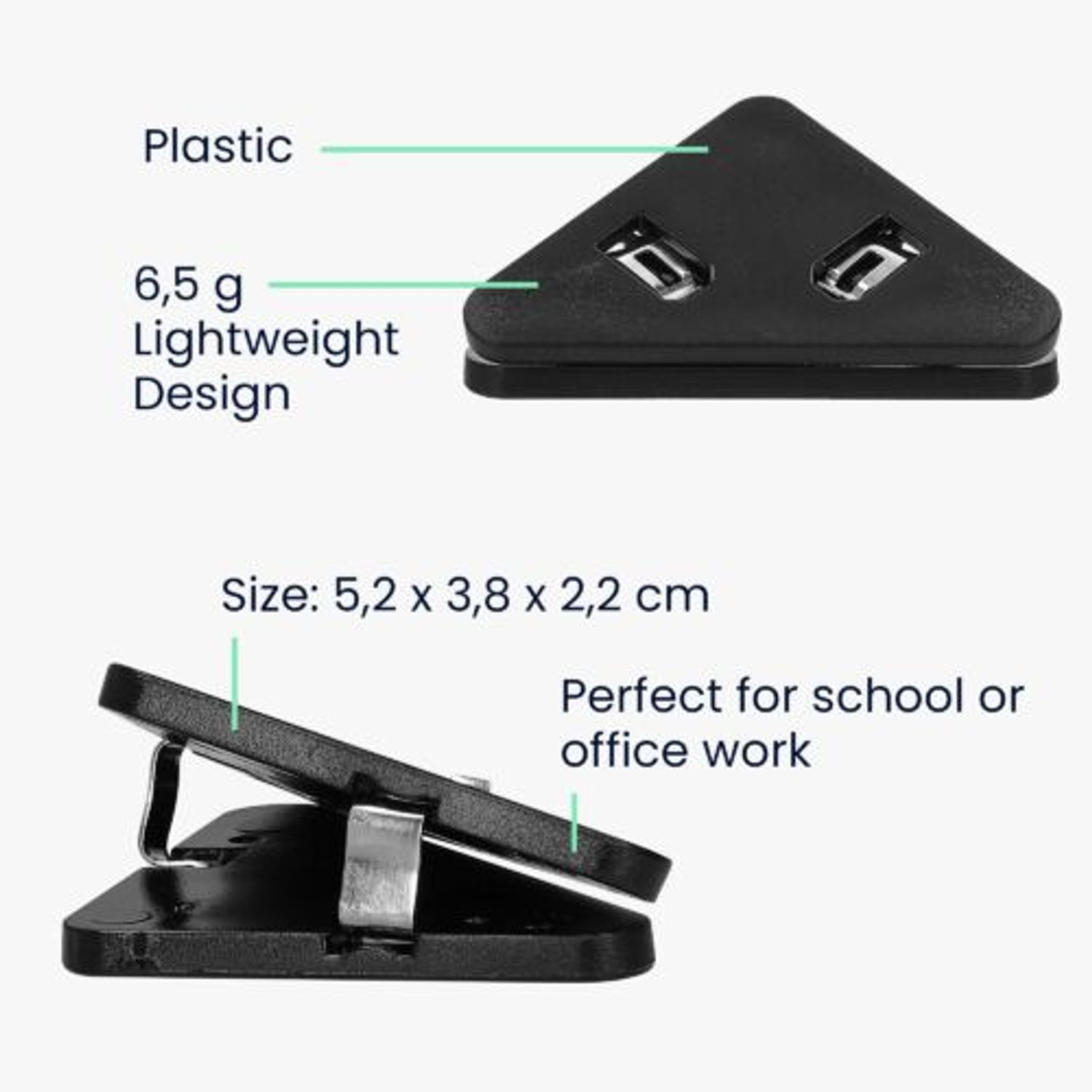 Set 20 Clipsuri pentru documente, Kwmobile, Negru, Plastic, 58942.01 fotografia produsului View 6 L