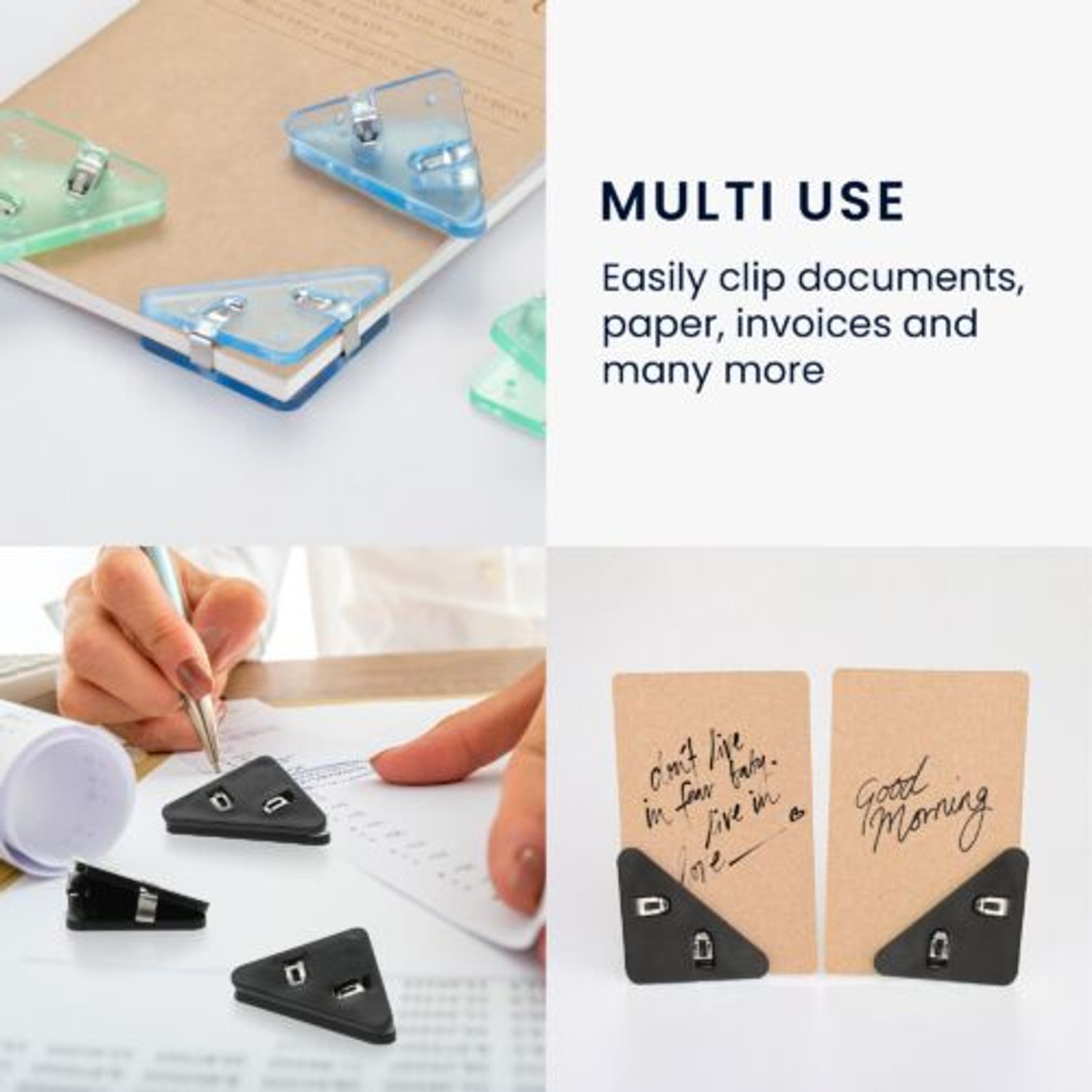 Set 20 Clipsuri pentru documente, Kwmobile, Negru, Plastic, 58942.01 fotografia produsului View 4 L