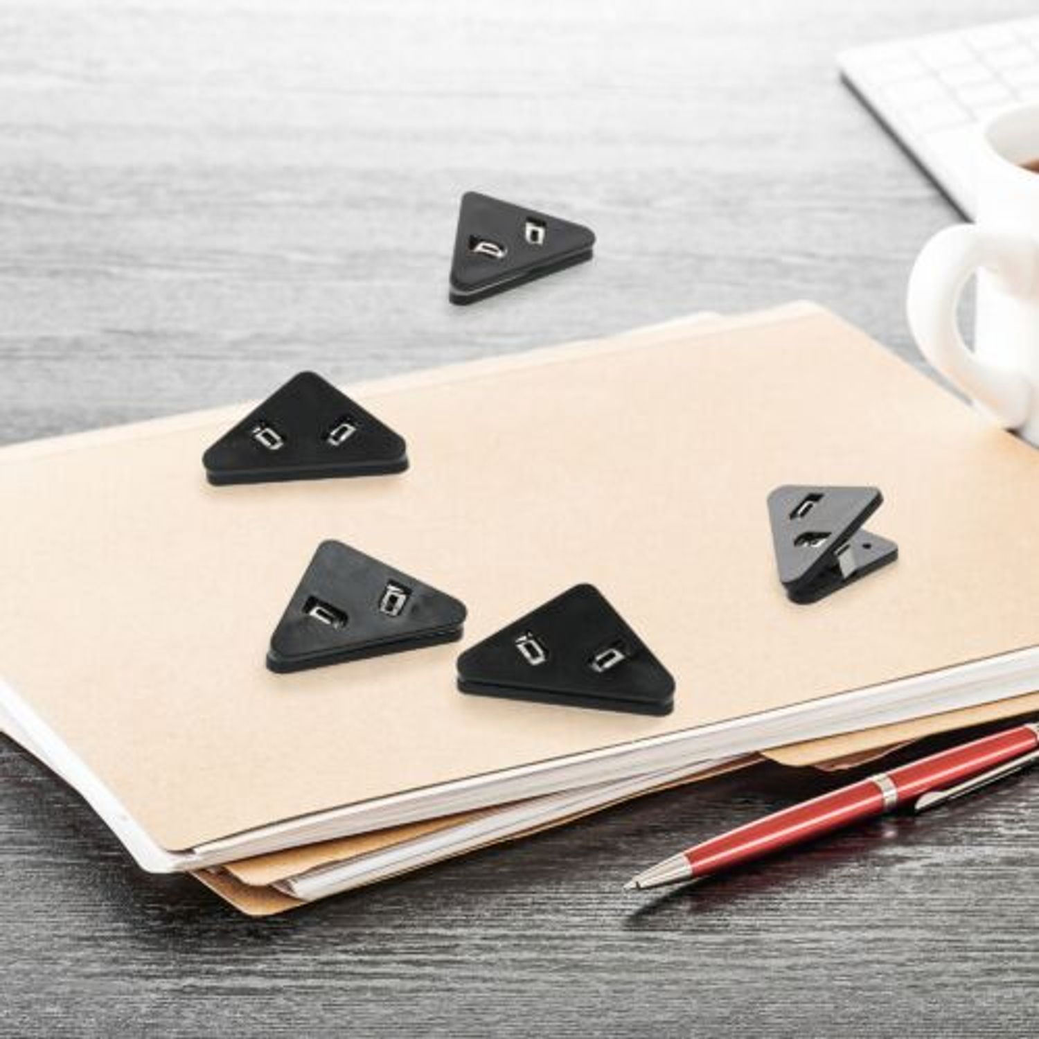 Set 20 Clipsuri pentru documente, Kwmobile, Negru, Plastic, 58942.01 fotografia produsului View 3 L