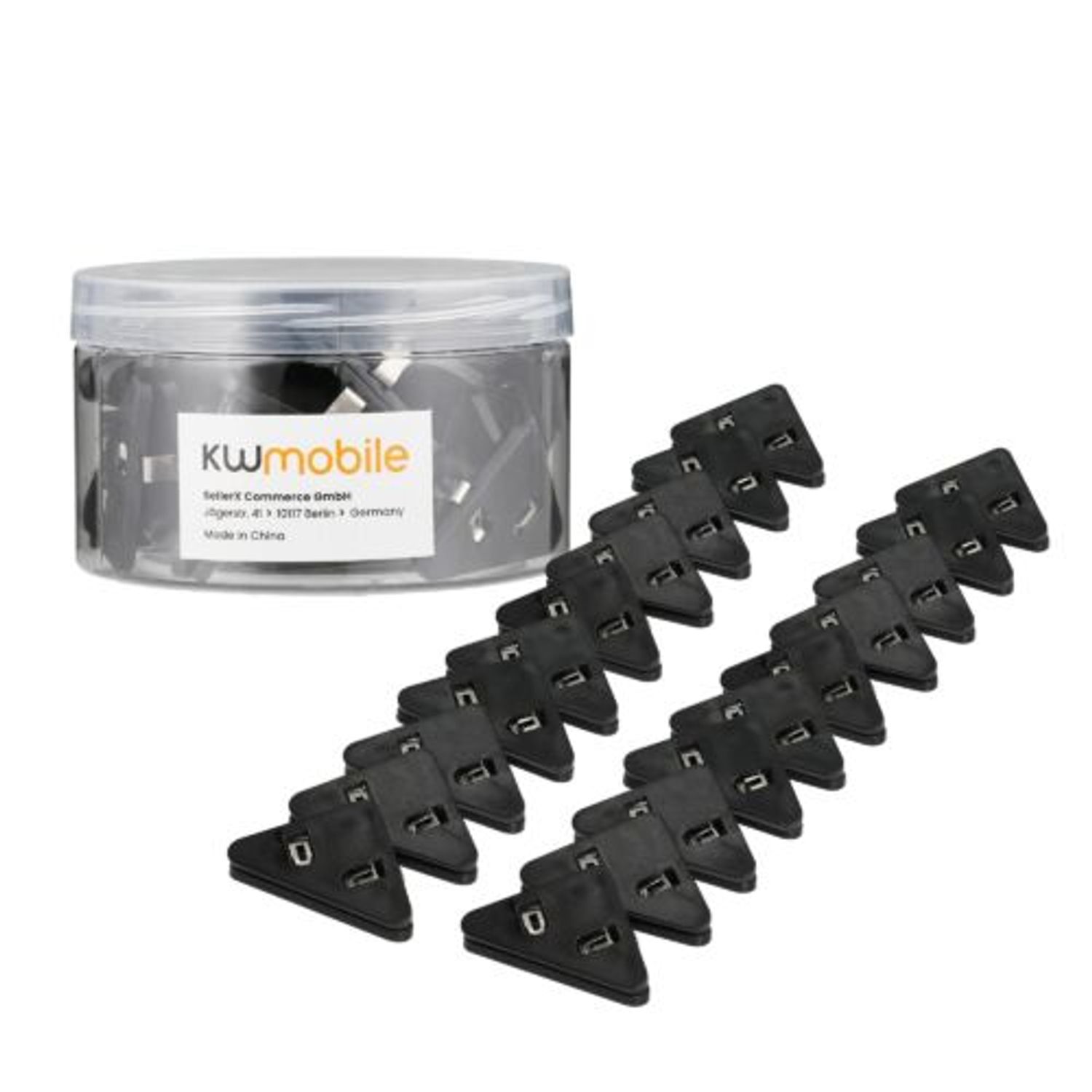 Set 20 Clipsuri pentru documente, Kwmobile, Negru, Plastic, 58942.01 fotografia produsului View 2 L