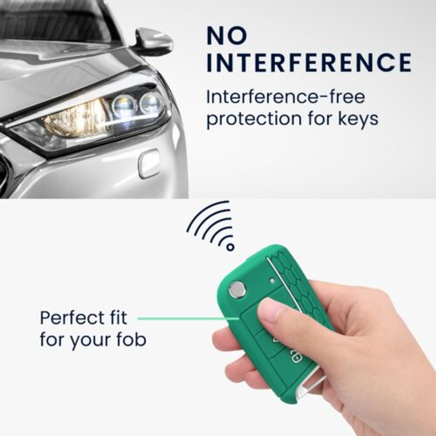 Husa Cheie Auto pentru VW 3 Butoane, Kwmobile, Verde, Silicon, 46967.23 fotografia produsului View 4 L