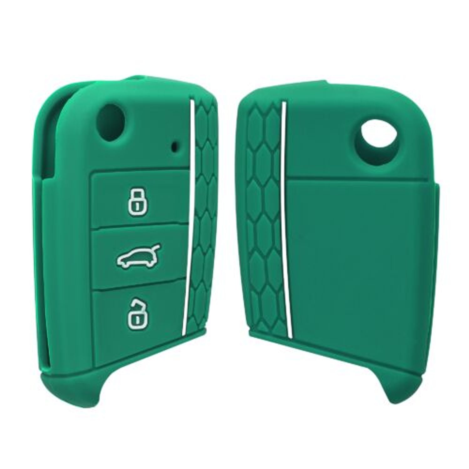 Husa Cheie Auto pentru VW 3 Butoane, Kwmobile, Verde, Silicon, 46967.23 fotografia produsului View 2 L