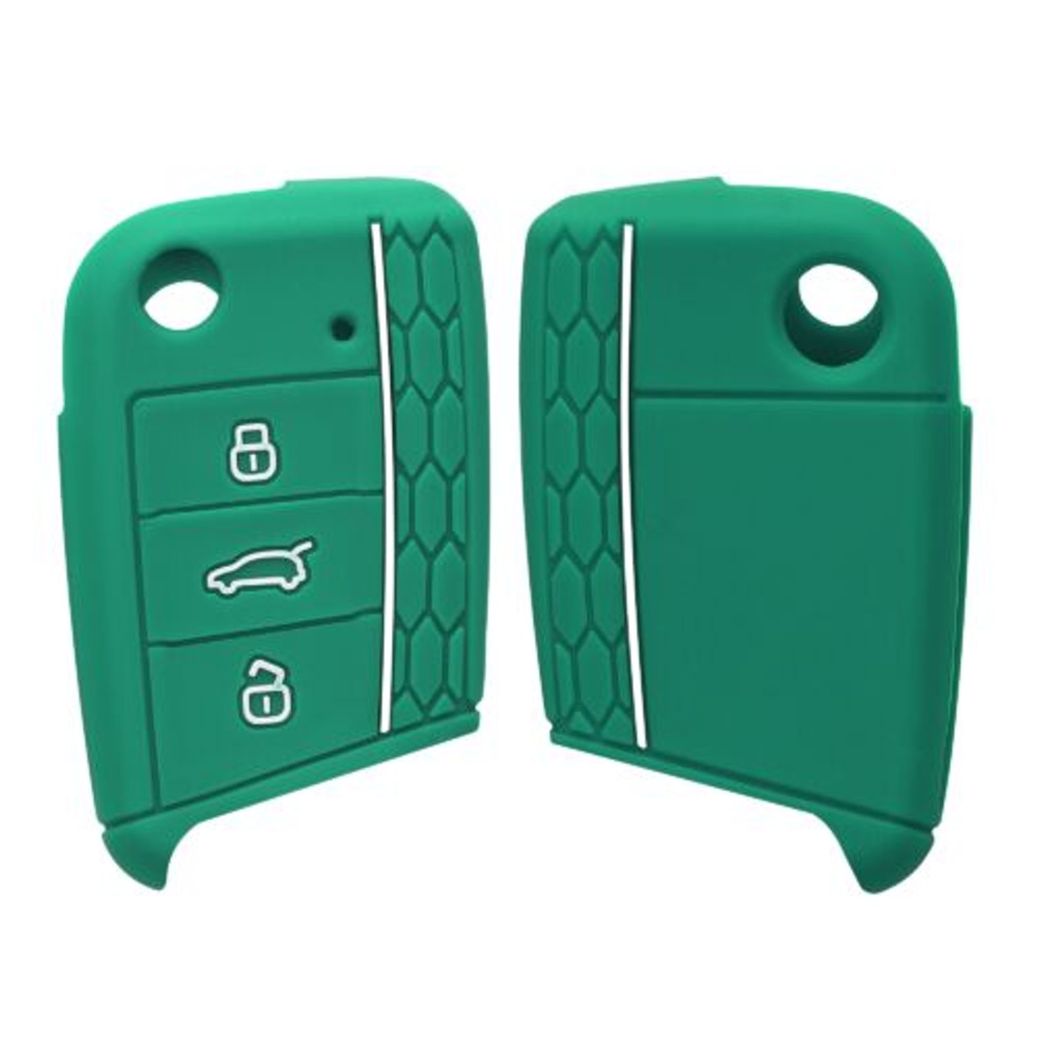 Husa Cheie Auto pentru VW 3 Butoane, Kwmobile, Verde, Silicon, 46967.23 fotografia produsului