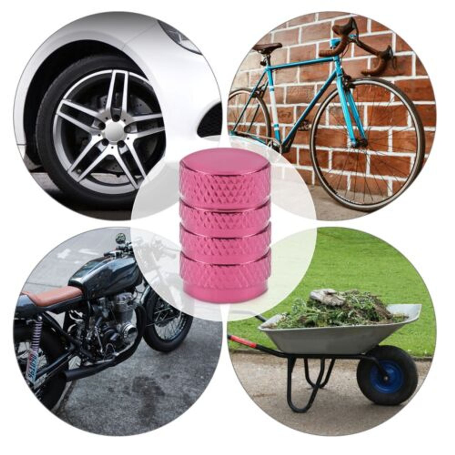 Set 5 Capace pentru valva , Kwmobile, Roz, Metal, 41665.81 fotografia produsului View 7 L