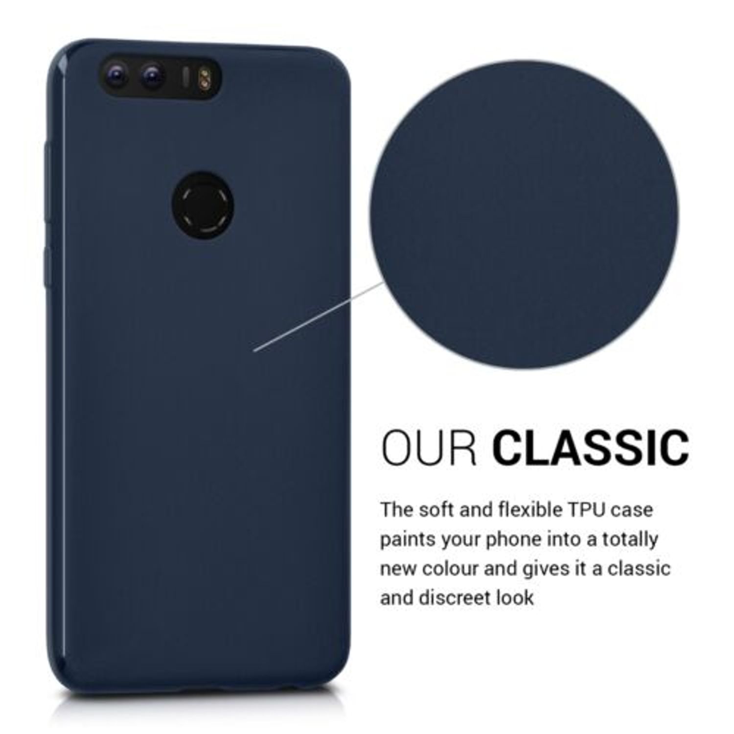 Husa pentru Huawei Honor 8, Silicon, Albastru, 39793.17 fotografia produsului View 4 L