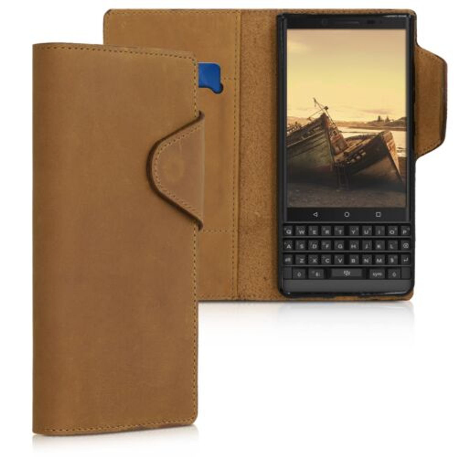 Husa pentru Blackberry Key2 LE, Piele naturala, Maro, 47113.24 fotografia produsului