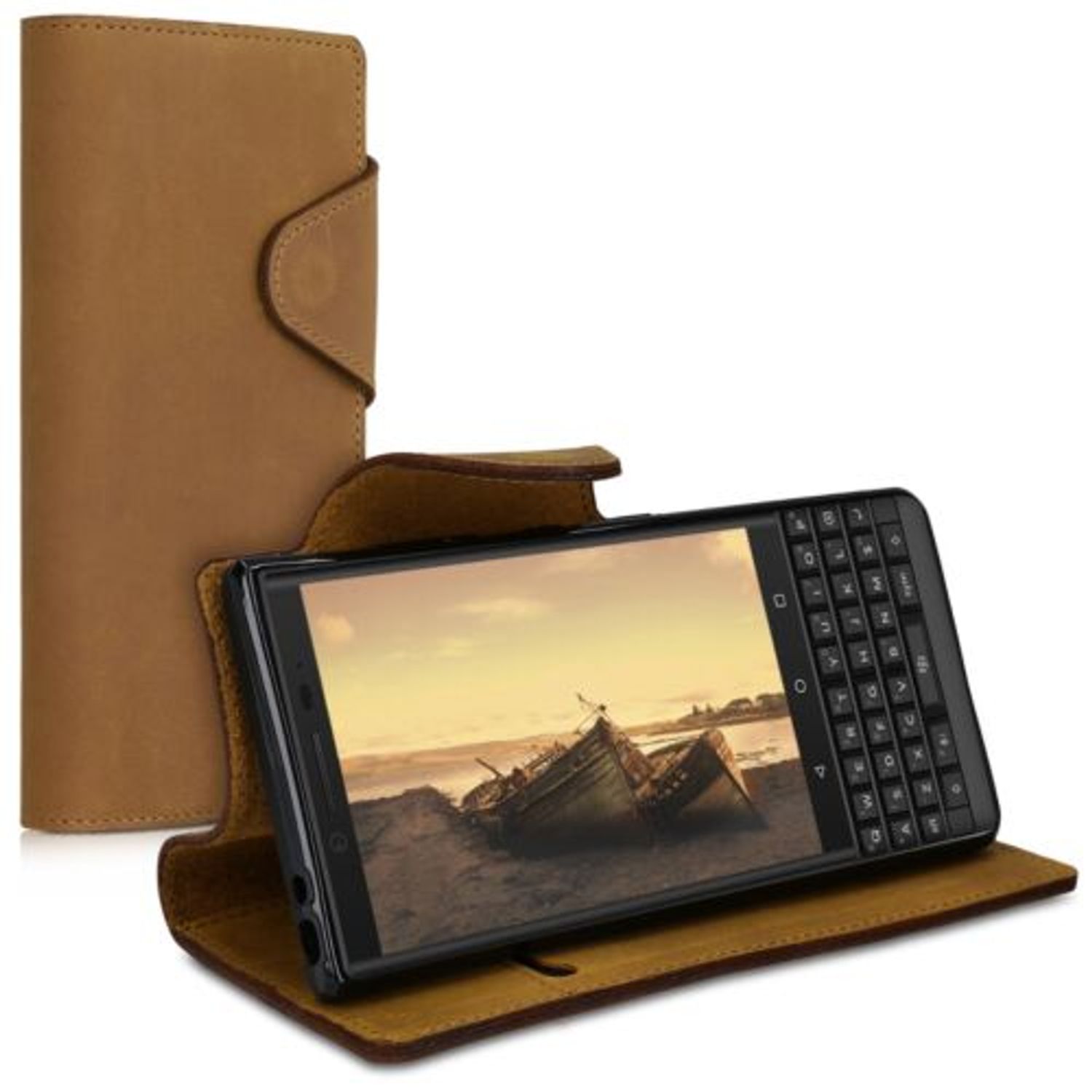 Husa pentru Blackberry Key2 LE, Piele naturala, Maro, 47113.24 fotografia produsului View 2 L