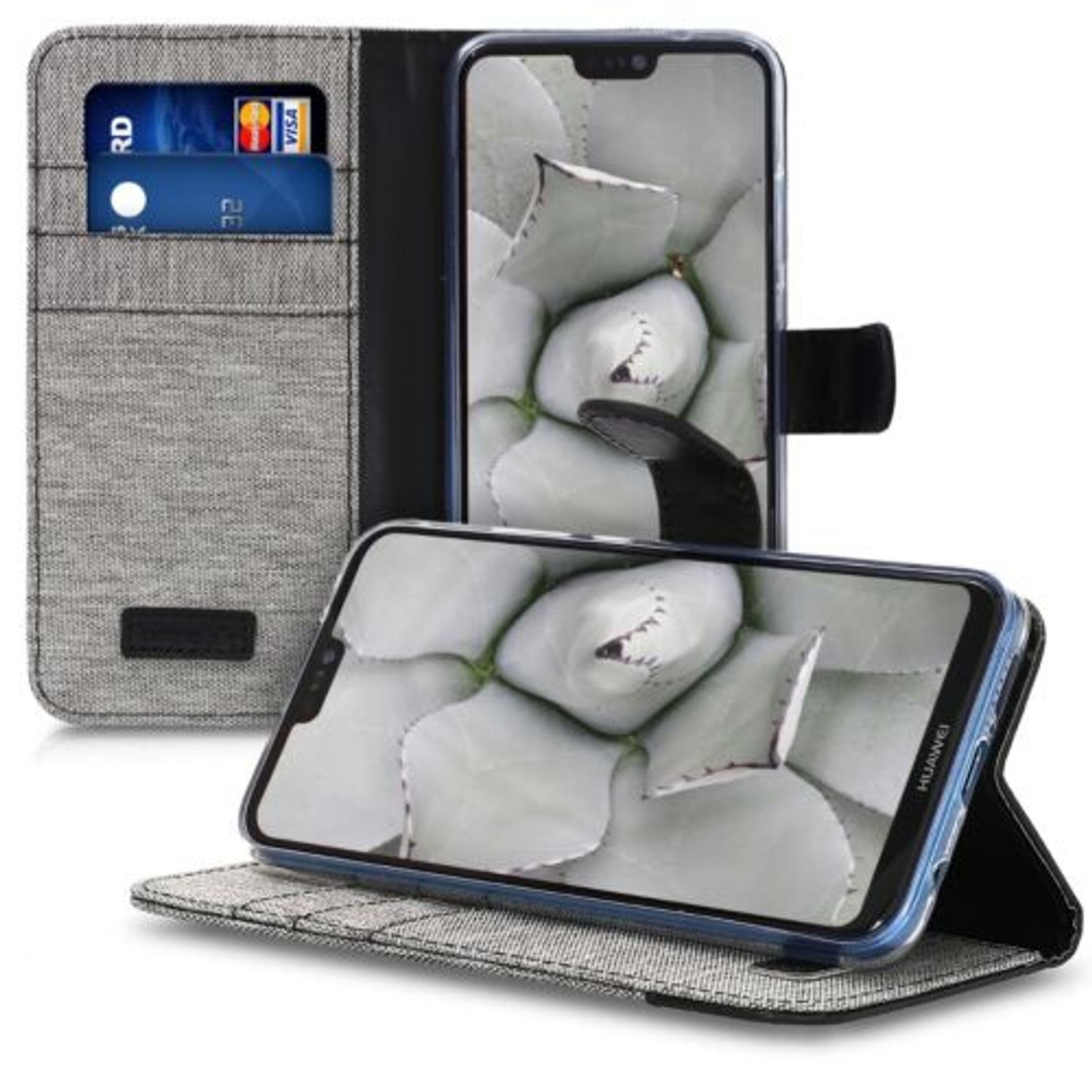 Husa pentru Huawei P20 Lite, Textil, Gri, 44363.01 fotografia produsului View 5 L