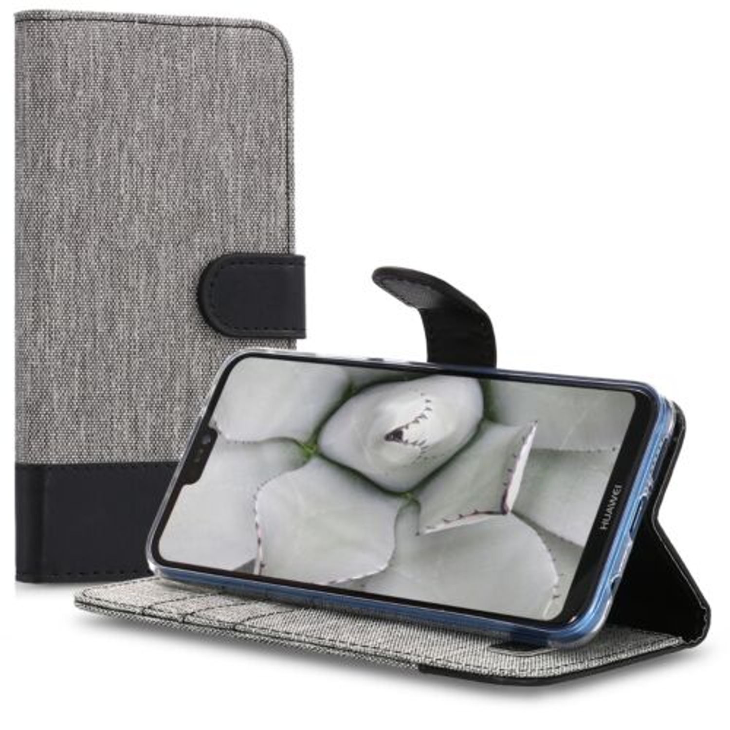 Husa pentru Huawei P20 Lite, Textil, Gri, 44363.01 fotografia produsului View 2 L