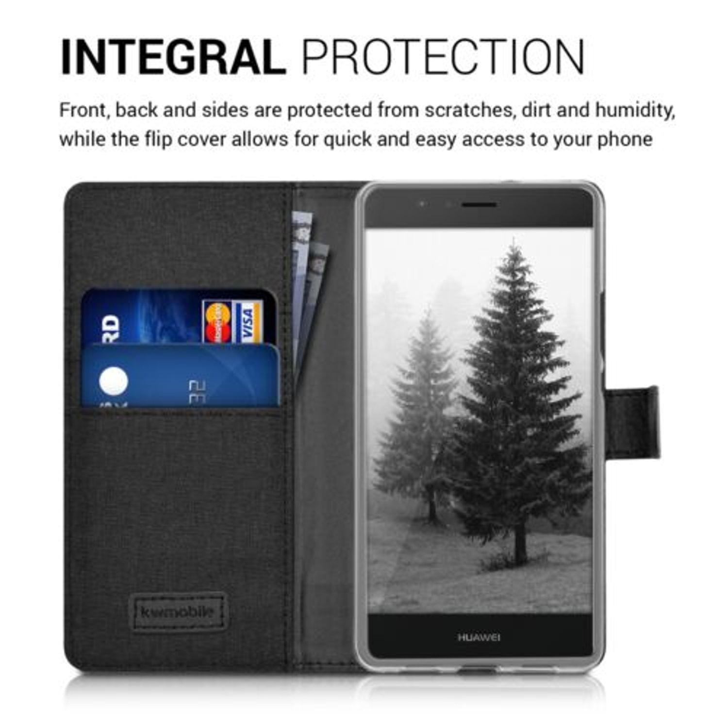 Husa pentru Huawei P9 Lite, Textil, Negru, 38037.73 fotografia produsului View 4 L