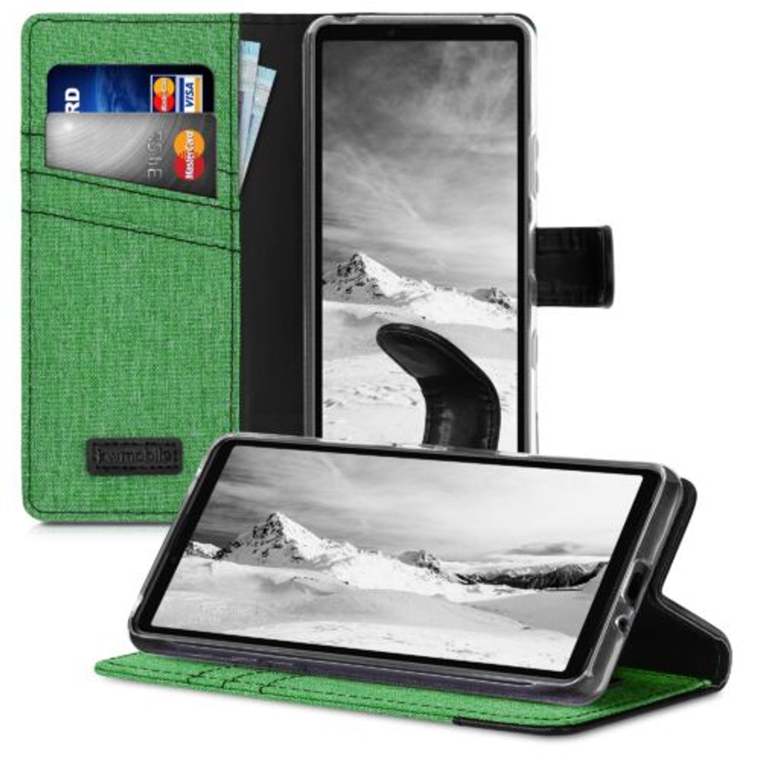 Husa pentru Sony Xperia 10 III, Textil, Verde, 55131.71 fotografia produsului View 5 L