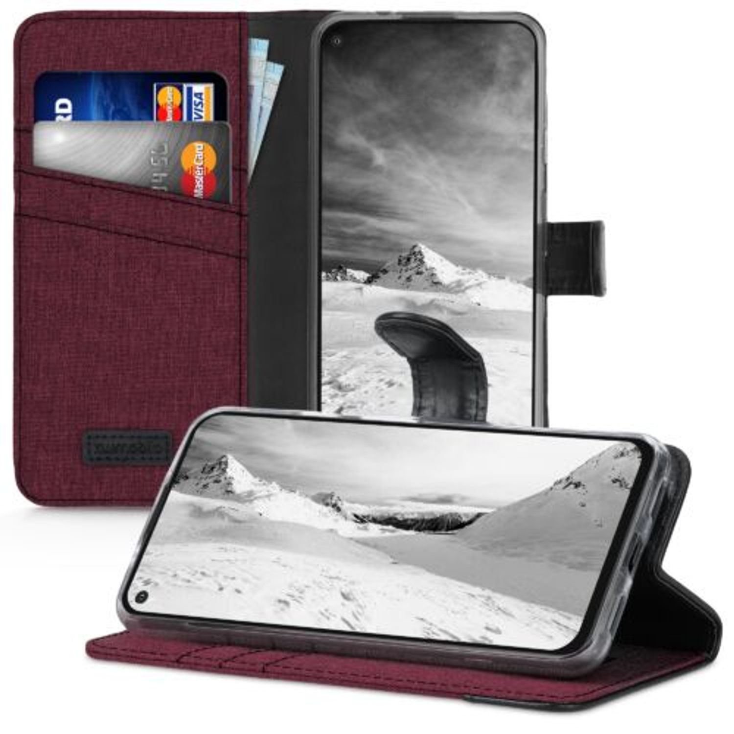 Husa pentru Google Pixel 5a, Textil, Rosu, 55987.20, Kwmobile fotografia produsului View 5 L