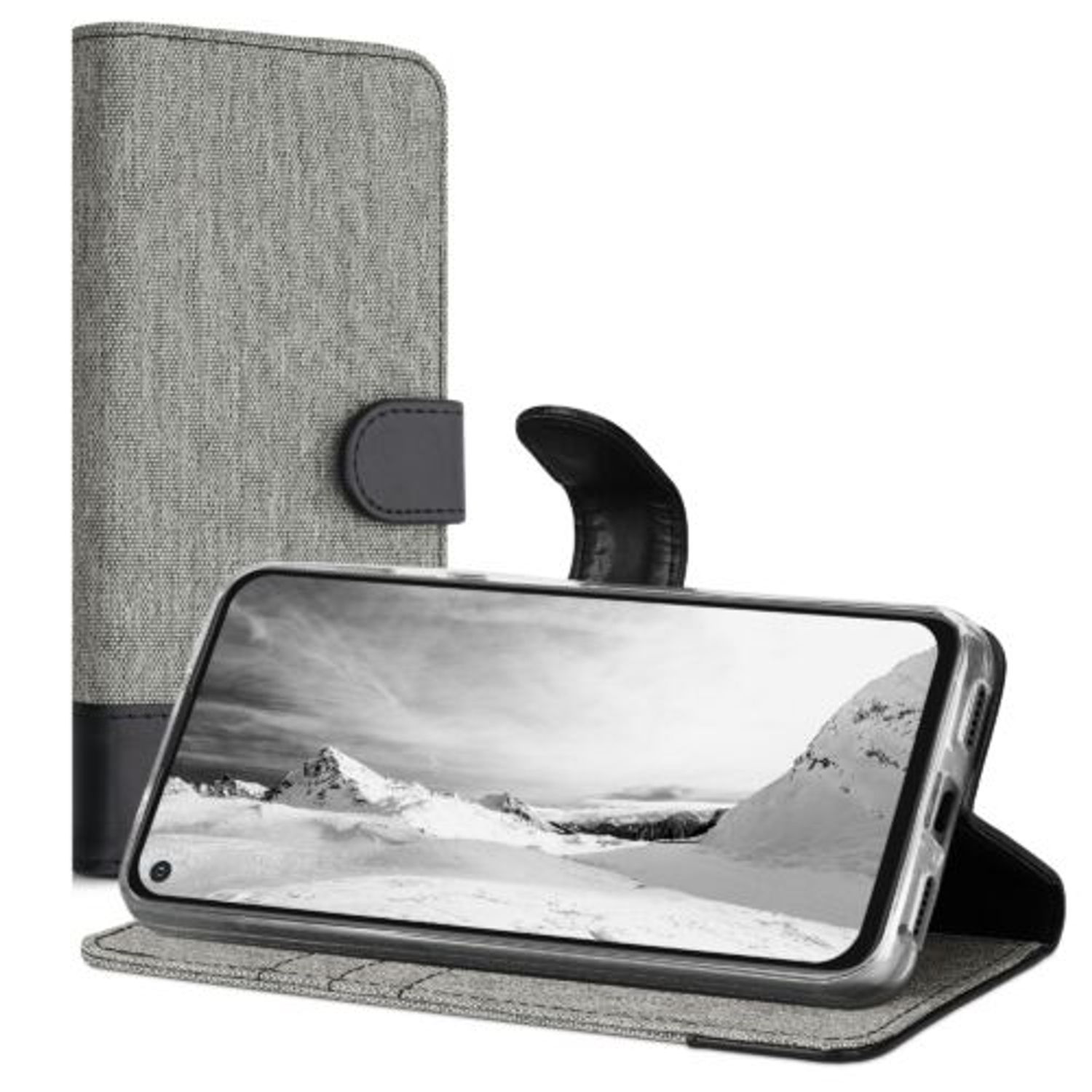 Husa pentru Google Pixel 5a, Textil, Gri, 55987.22, Kwmobile fotografia produsului View 2 L