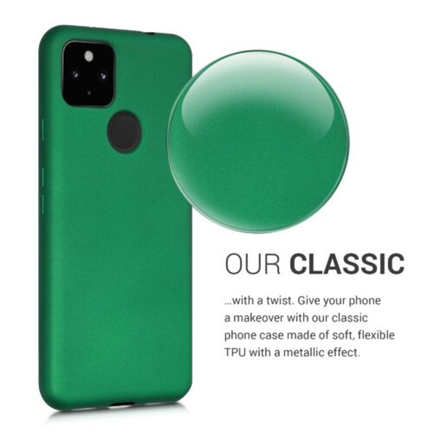 Husa pentru Google Pixel 5a, Silicon, Verde, 55782.170, Kwmobile fotografia produsului View 4 L