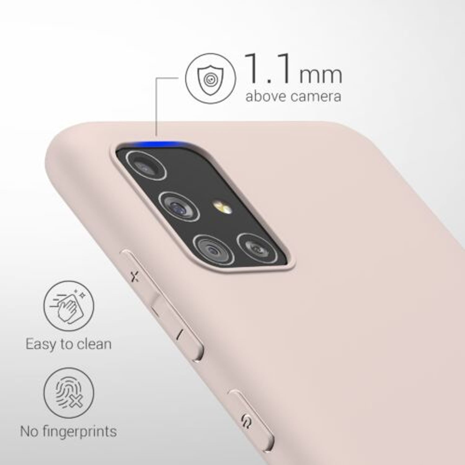 Husa Kwmobile pentru Samsung Galaxy A51, Silicon, Crem, 51196.225 fotografia produsului View 3 L