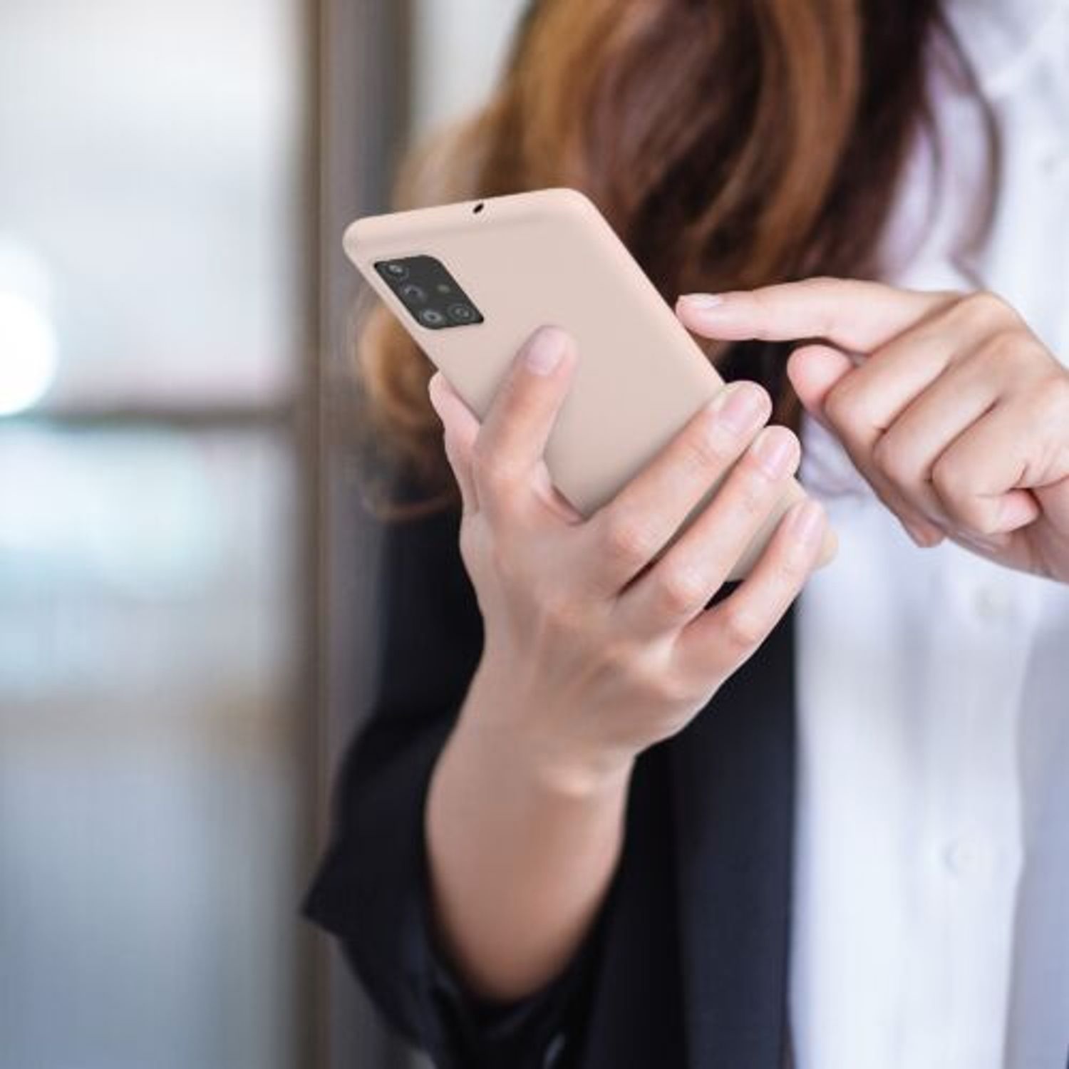 Husa Kwmobile pentru Samsung Galaxy A51, Silicon, Crem, 51196.225 fotografia produsului View 4 L
