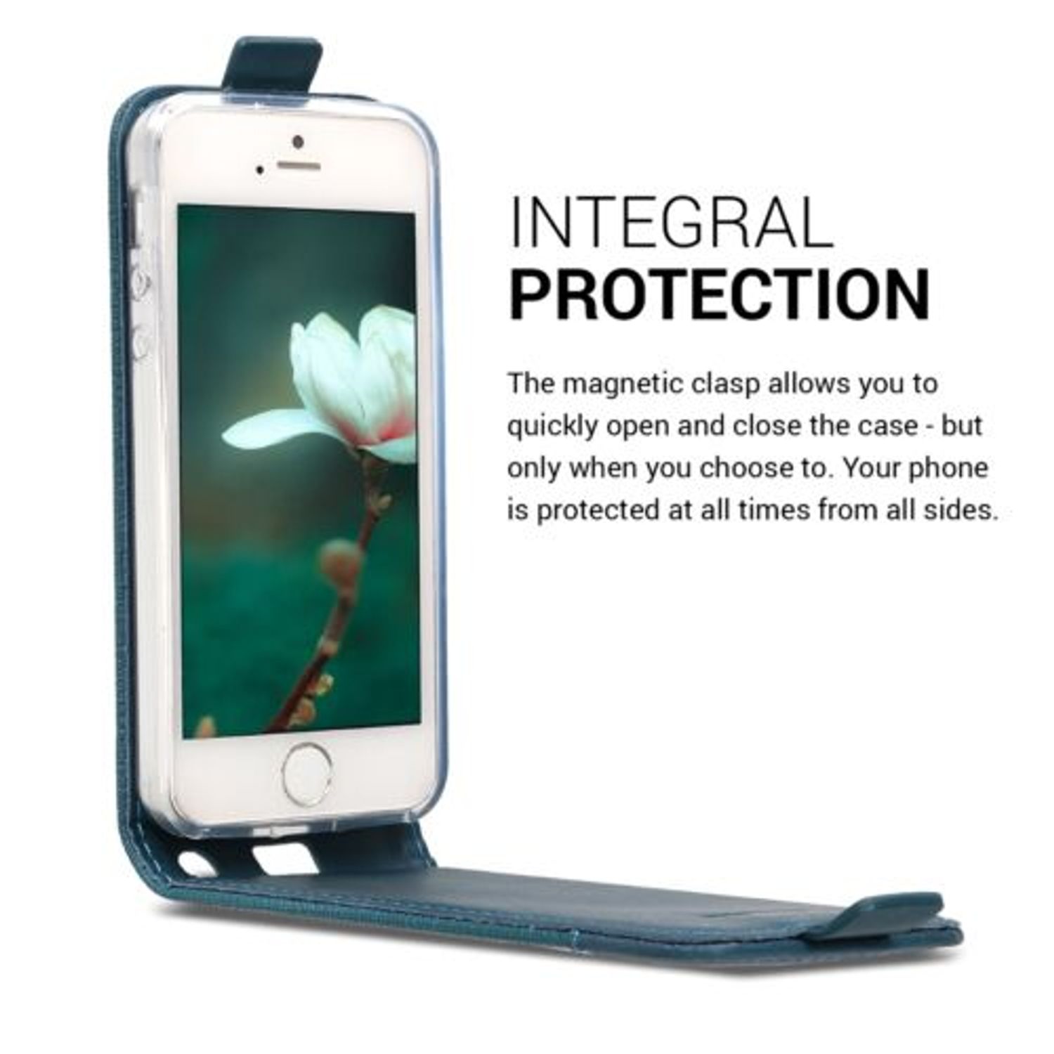 Husa pentru Apple iPhone 5/iPhone 5s/iPhone SE, Piele ecologica, Albastru, 45298.01 fotografia produsului View 4 L