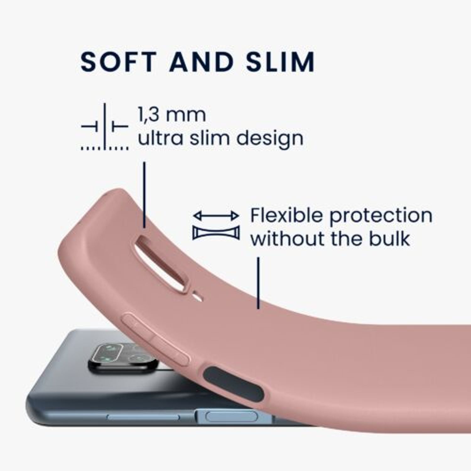 Husa Kwmobile pentru Xiaomi Redmi Note 9S/Redmi Note 9 Pro/Redmi Note 9 Pro Max, Silicon, Roz, 52140.193 fotografia produsului View 2 L