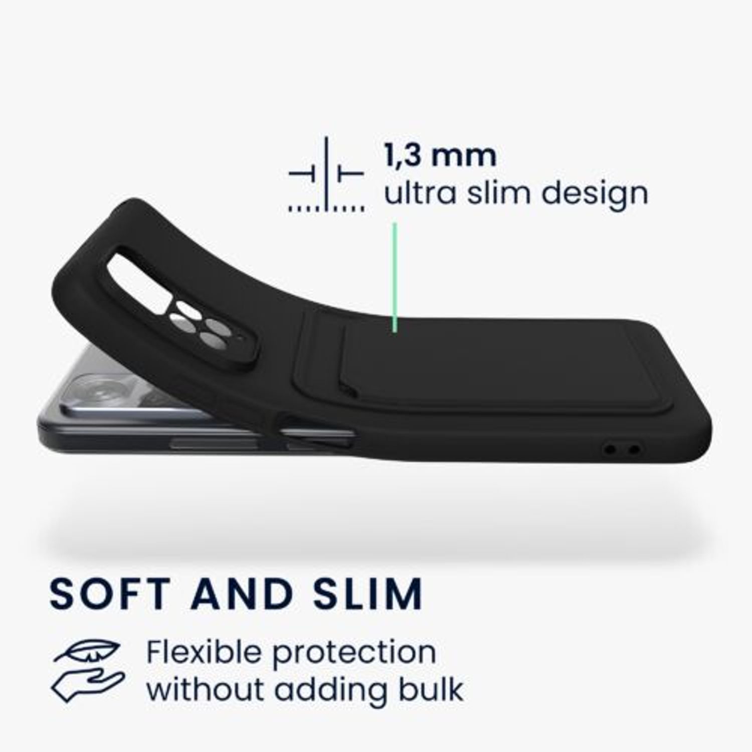 Husa Kwmobile pentru Xiaomi Redmi Note 11/Redmi Note 11s, Silicon, Negru, 57384.47 fotografia produsului View 2 L