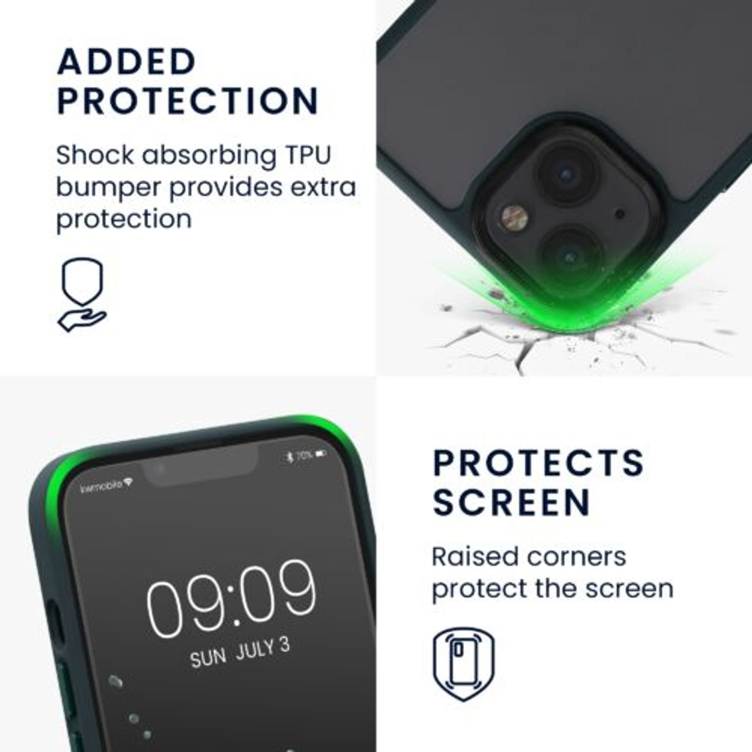 Husa Kwmobile pentru Apple iPhone 13, Silicon, Verde/Transparent, 57459.80 fotografia produsului View 3 L