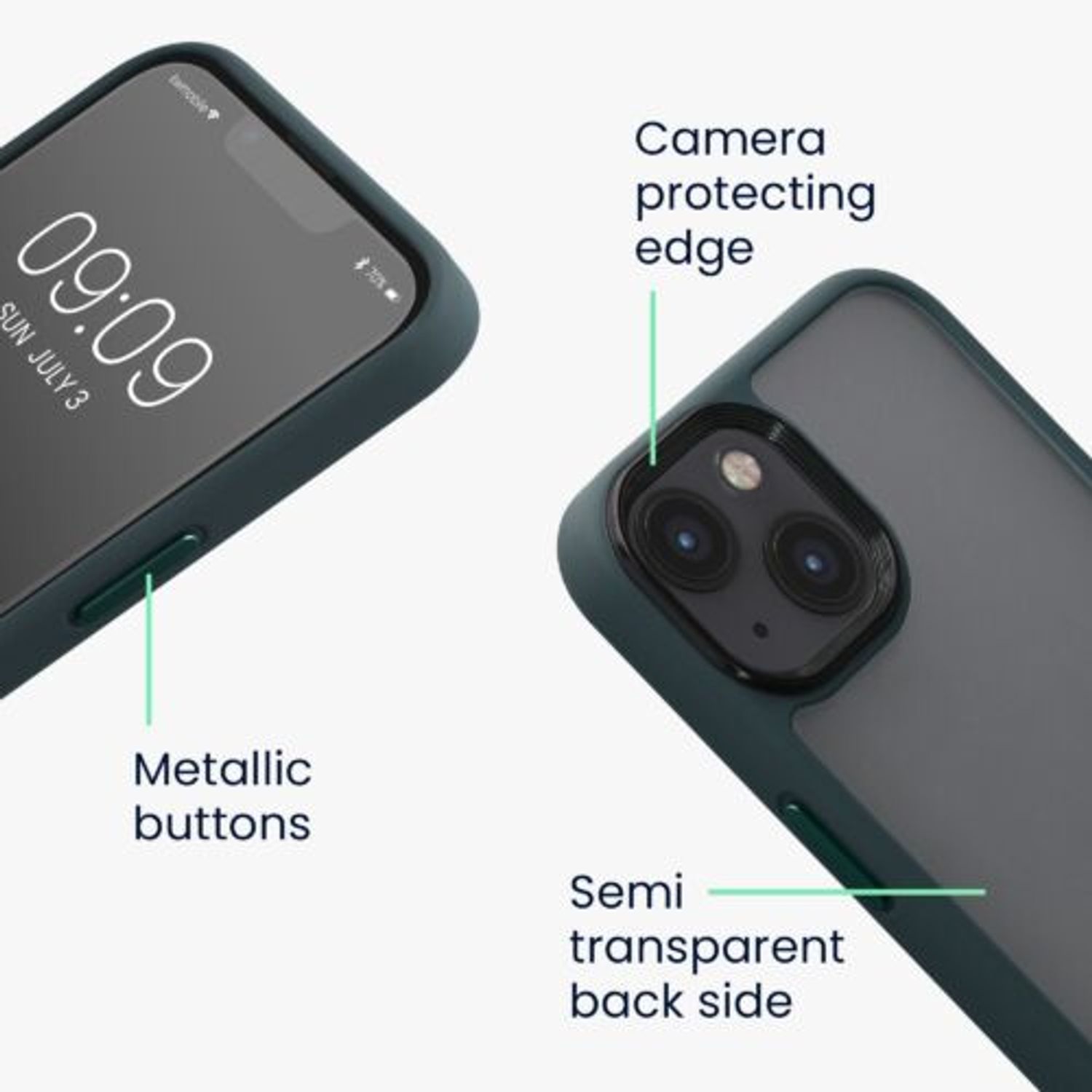 Husa Kwmobile pentru Apple iPhone 13, Silicon, Verde/Transparent, 57459.80 fotografia produsului View 2 L