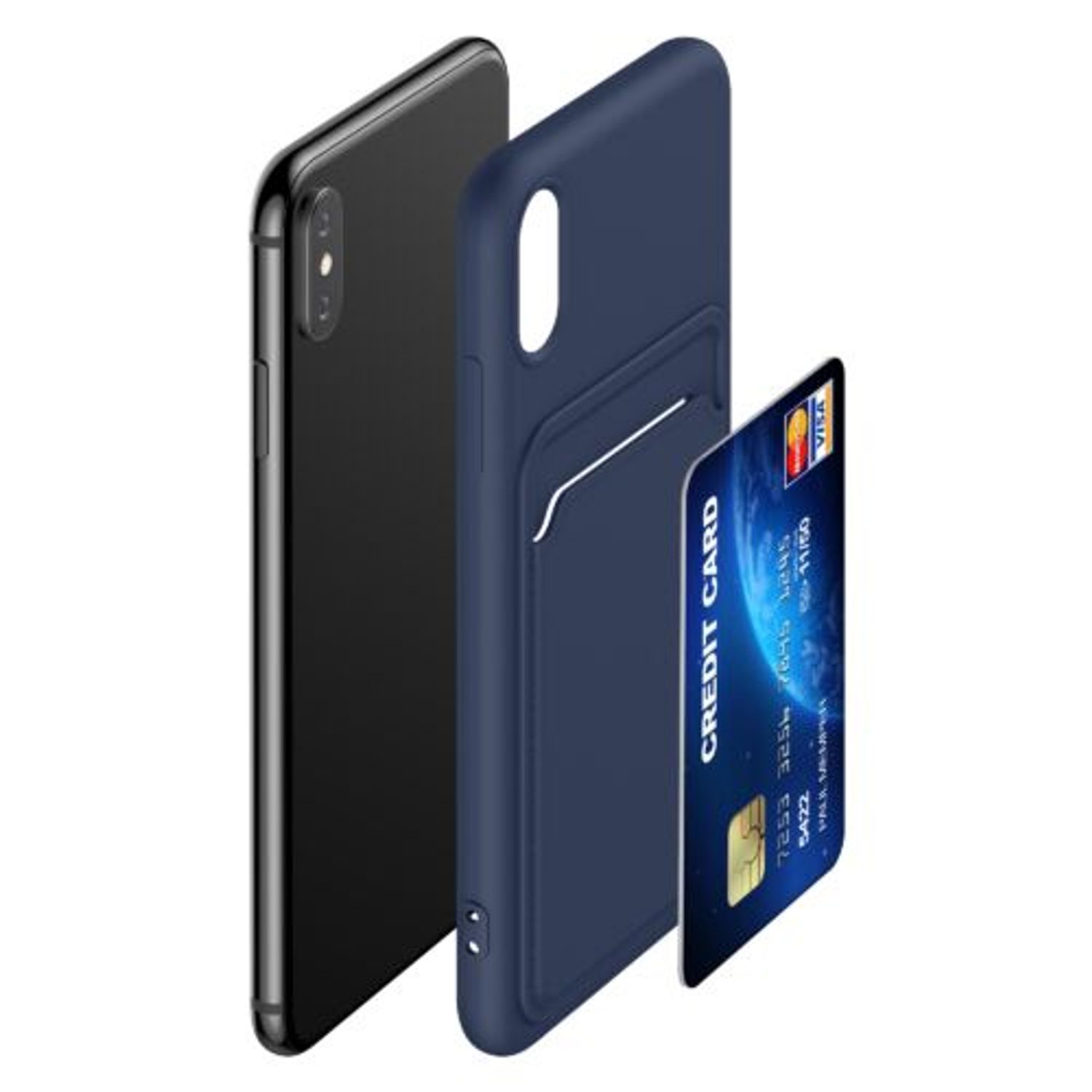 Husa Kwmobile pentru Apple iPhone XS, Silicon, Albastru, 55120.17 fotografia produsului View 6 L