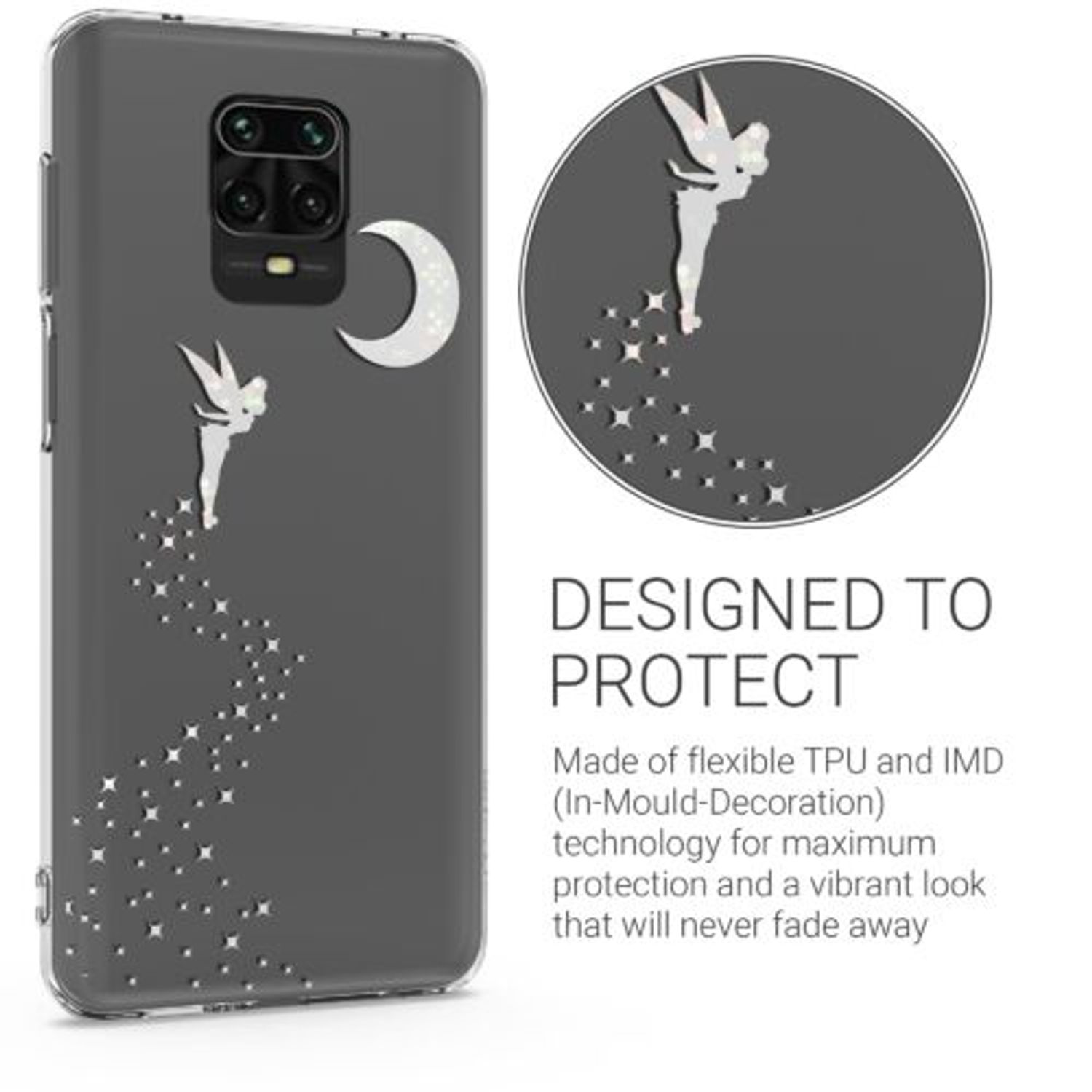 Husa Kwmobile pentru Xiaomi Redmi Note 9S/Redmi Note 9 Pro/Redmi Note 9 Pro Max, Silicon, Transparent/Argintiu, 52149.12 fotografia produsului View 3 L