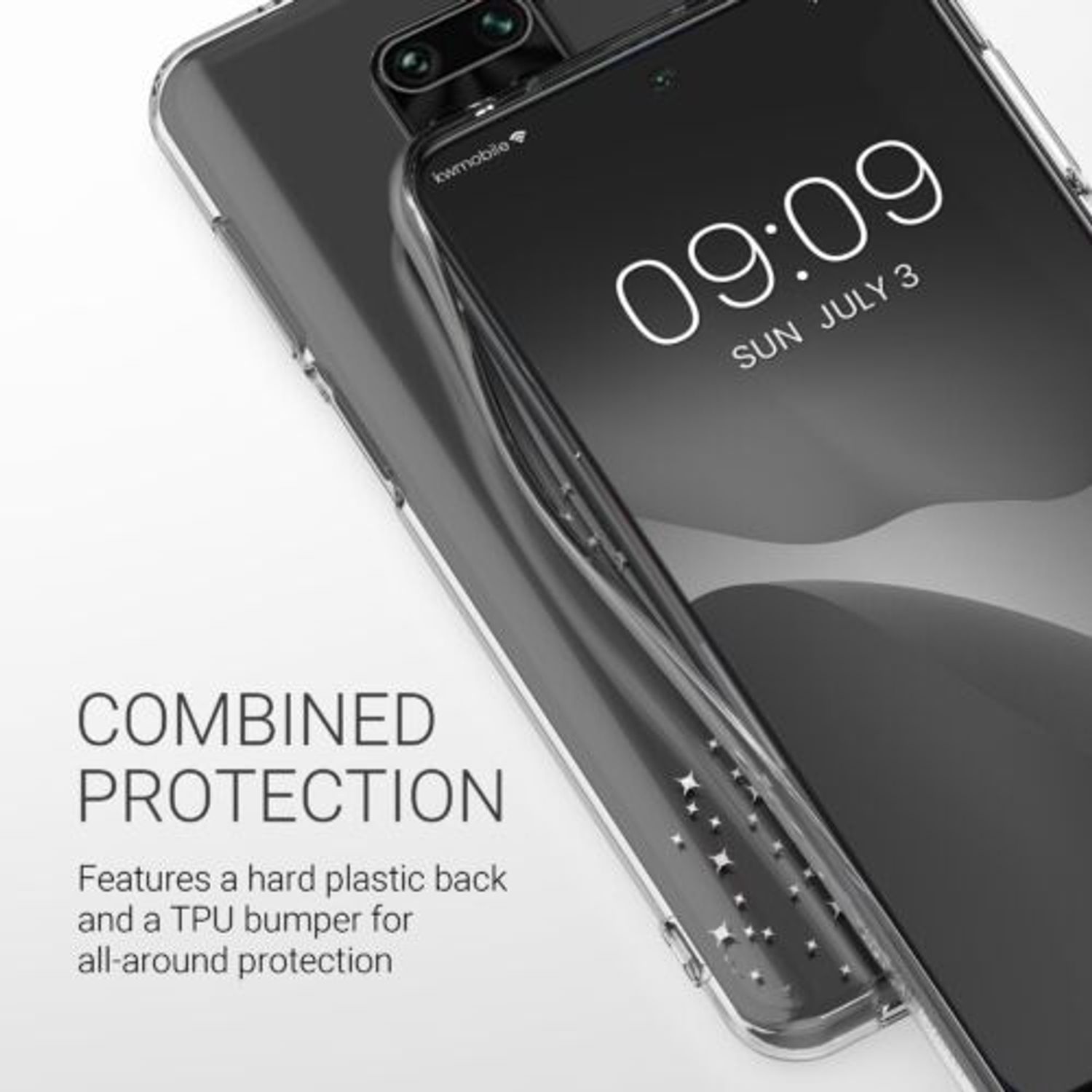 Husa Kwmobile pentru Xiaomi Redmi Note 9S/Redmi Note 9 Pro/Redmi Note 9 Pro Max, Silicon, Transparent/Argintiu, 52149.12 fotografia produsului View 4 L