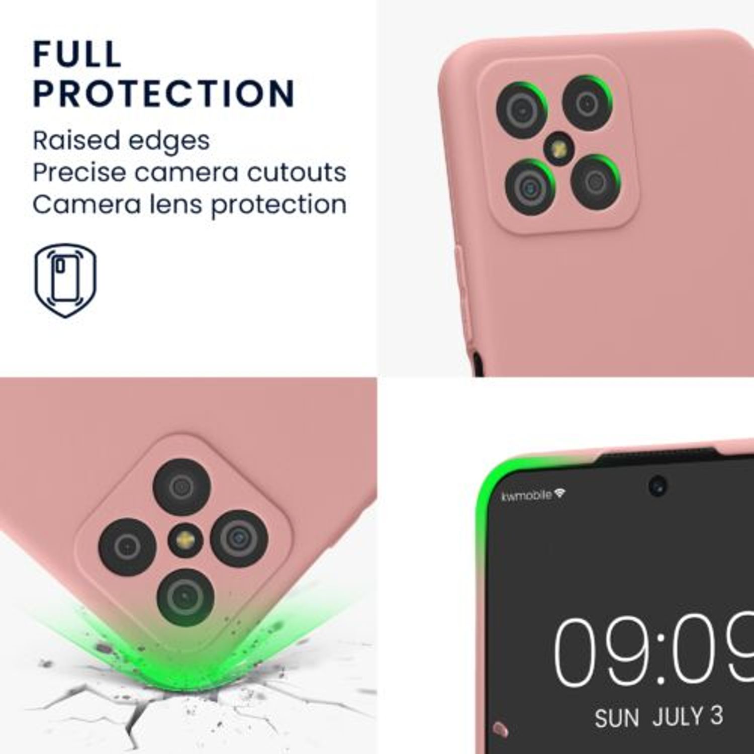 Husa Kwmobile pentru Honor X8, Silicon, Roz, 58396.193 fotografia produsului View 3 L