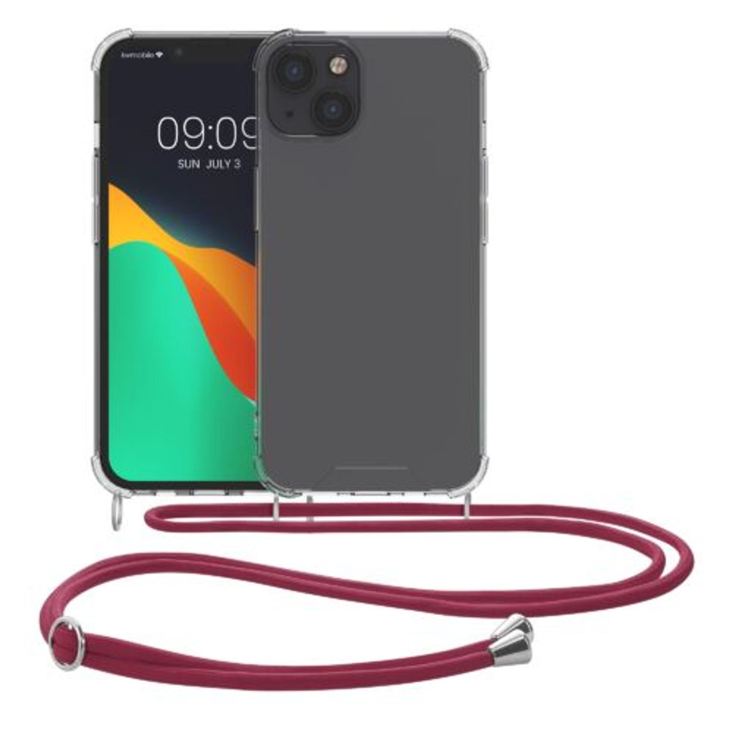 Husa Kwmobile pentru Apple iPhone 13, Silicon, Transparent/Rosu, 55949.20 fotografia produsului