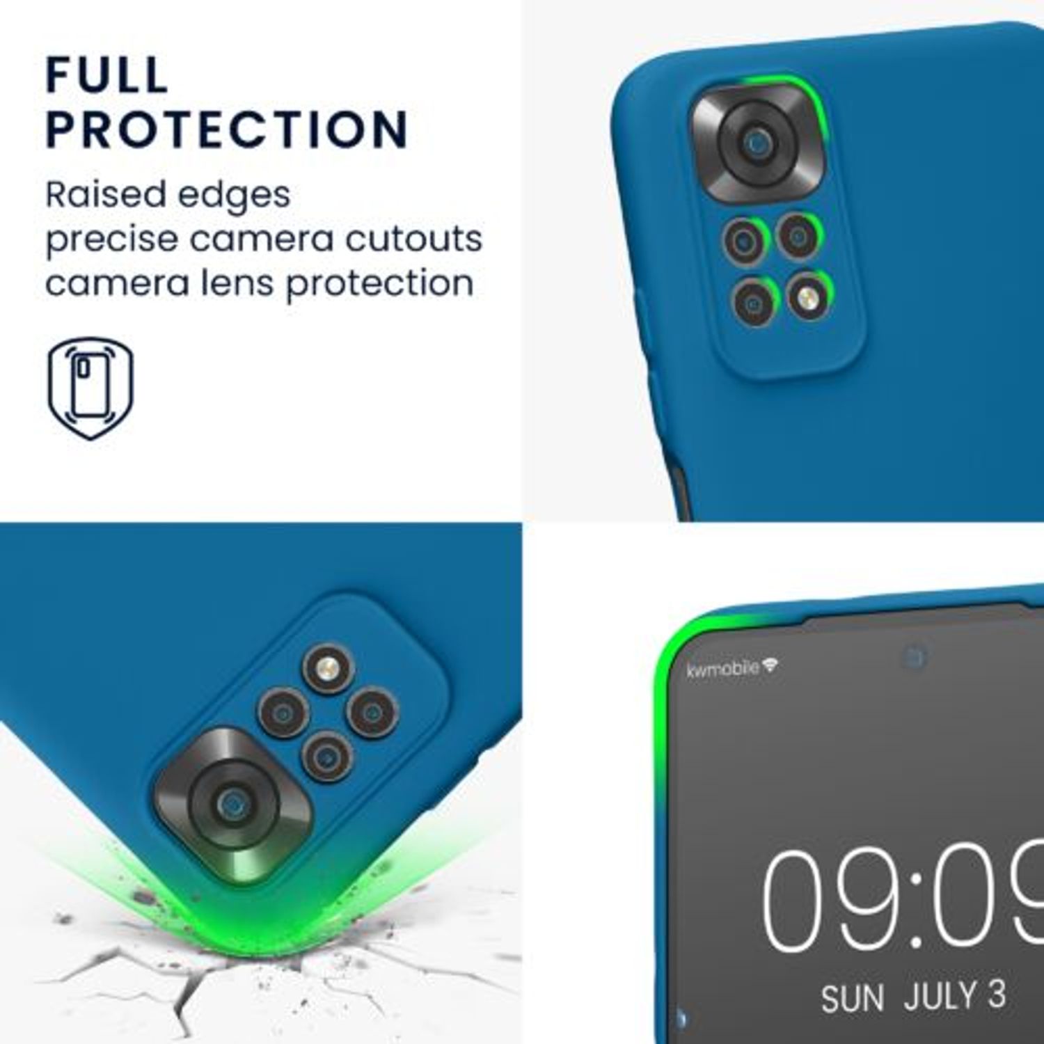 Husa Kwmobile pentru Xiaomi Redmi Note 11/Redmi Note 11s, Silicon, Albastru, 57918.228 fotografia produsului View 3 L