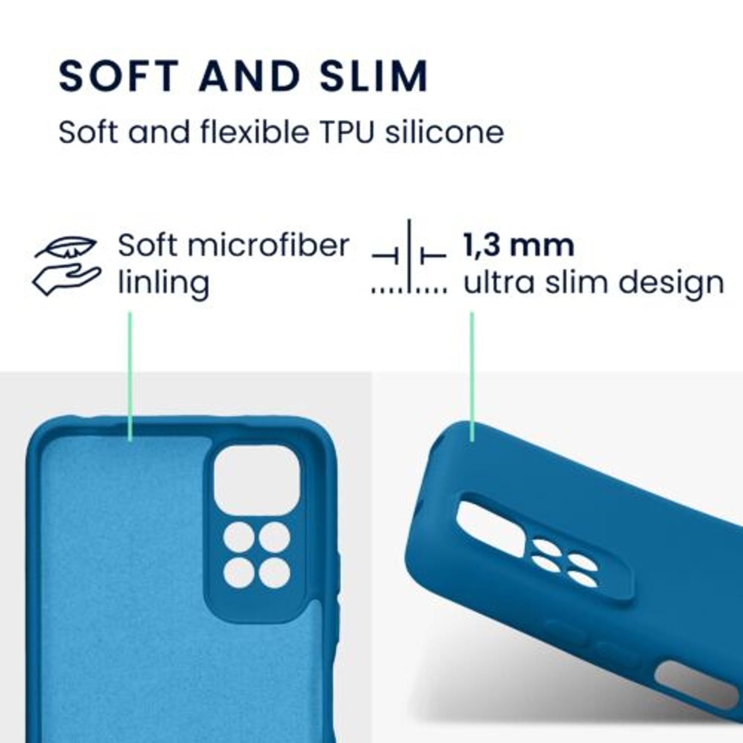 Husa Kwmobile pentru Xiaomi Redmi Note 11/Redmi Note 11s, Silicon, Albastru, 57918.228 fotografia produsului View 2 L
