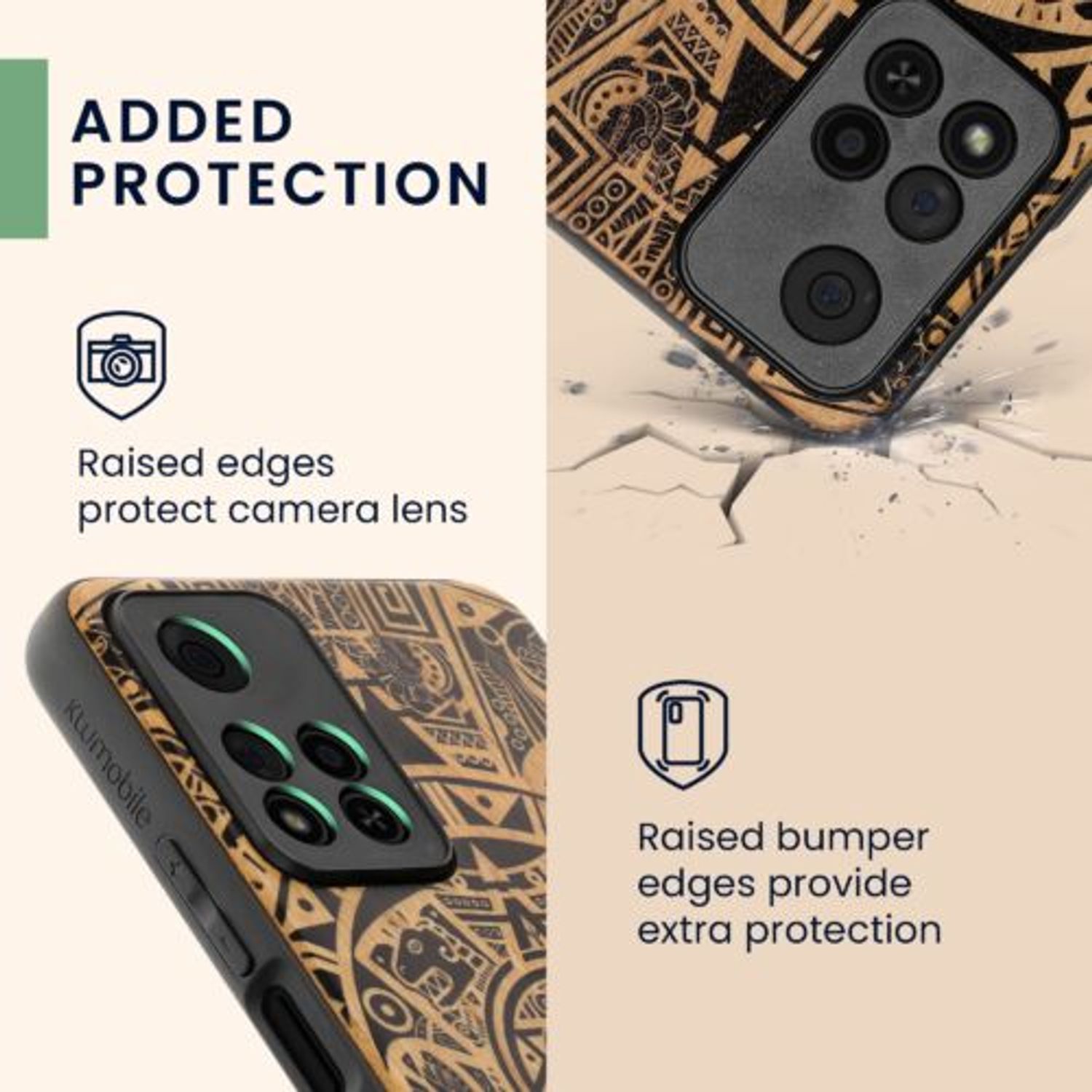 Husa Kwmobile pentru Xiaomi Redmi Note 11 Pro Plus 5G, Lemn, Maro/Negru, 58100.02 fotografia produsului View 3 L