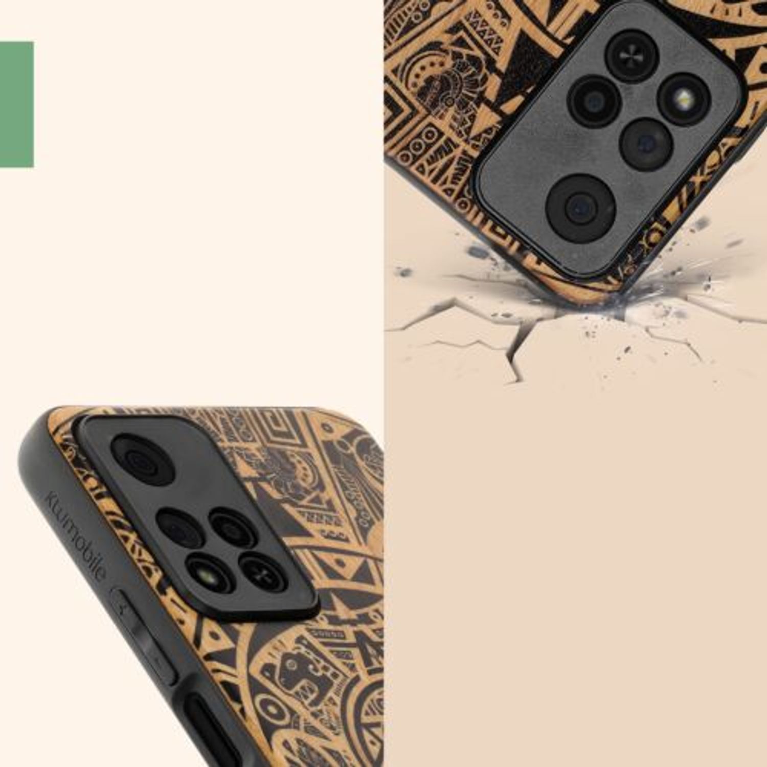 Husa Kwmobile pentru Xiaomi Redmi Note 11 Pro Plus 5G, Lemn, Maro/Negru, 58100.02 fotografia produsului View 8 L