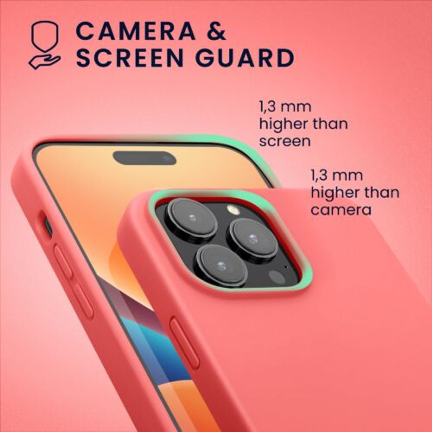 Husa Kwmobile pentru Apple iPhone 14 Pro Max, Silicon, Coral, 59074.103 fotografia produsului View 6 L