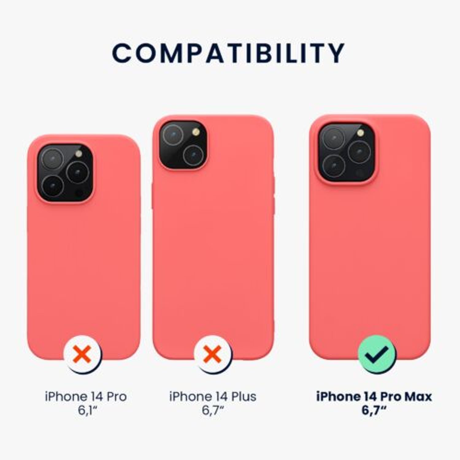 Husa Kwmobile pentru Apple iPhone 14 Pro Max, Silicon, Coral, 59074.103 fotografia produsului View 2 L