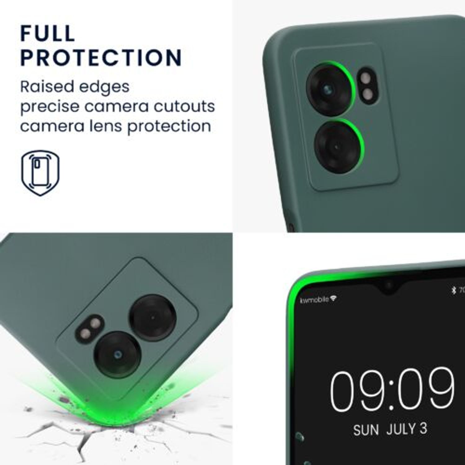 Husa Kwmobile pentru OPPO A77, Silicon, Verde, 59245.169 fotografia produsului View 3 L