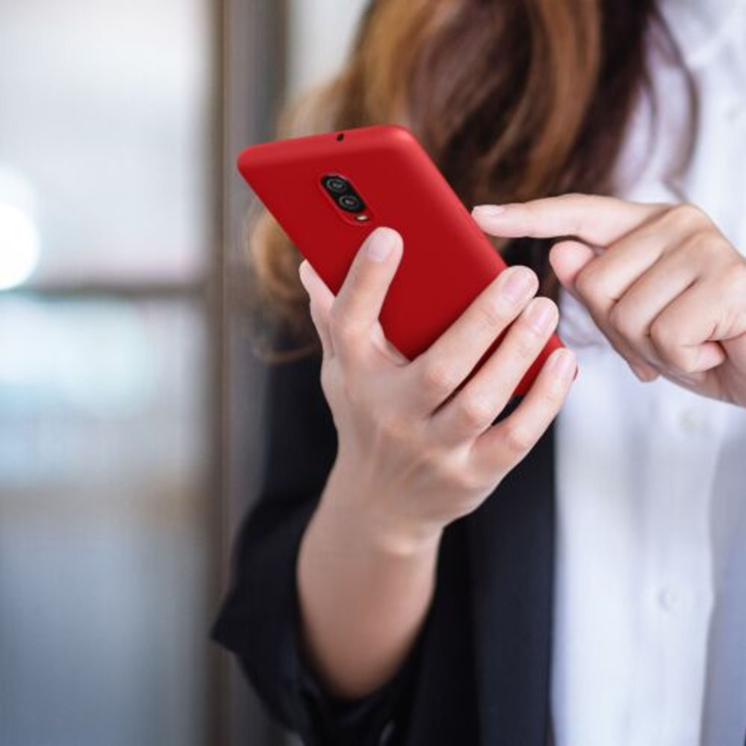 Husa Kwmobile pentru OnePlus 6T, Silicon, Rosu, 55347.09 fotografia produsului View 8 L